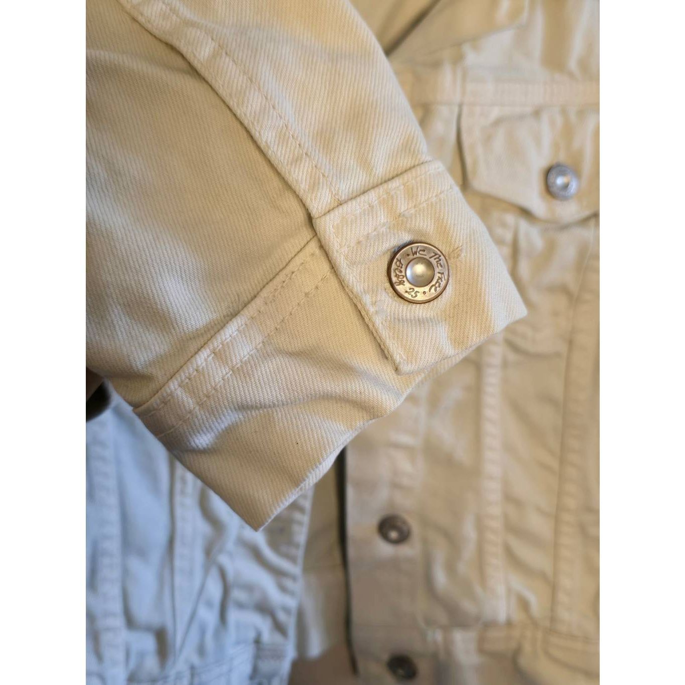 Free People Free People We The Free Denim Jacket XS Beige Off-White Butt Size XS / US 0-2 / IT 36-38 - 12 Thumbnail