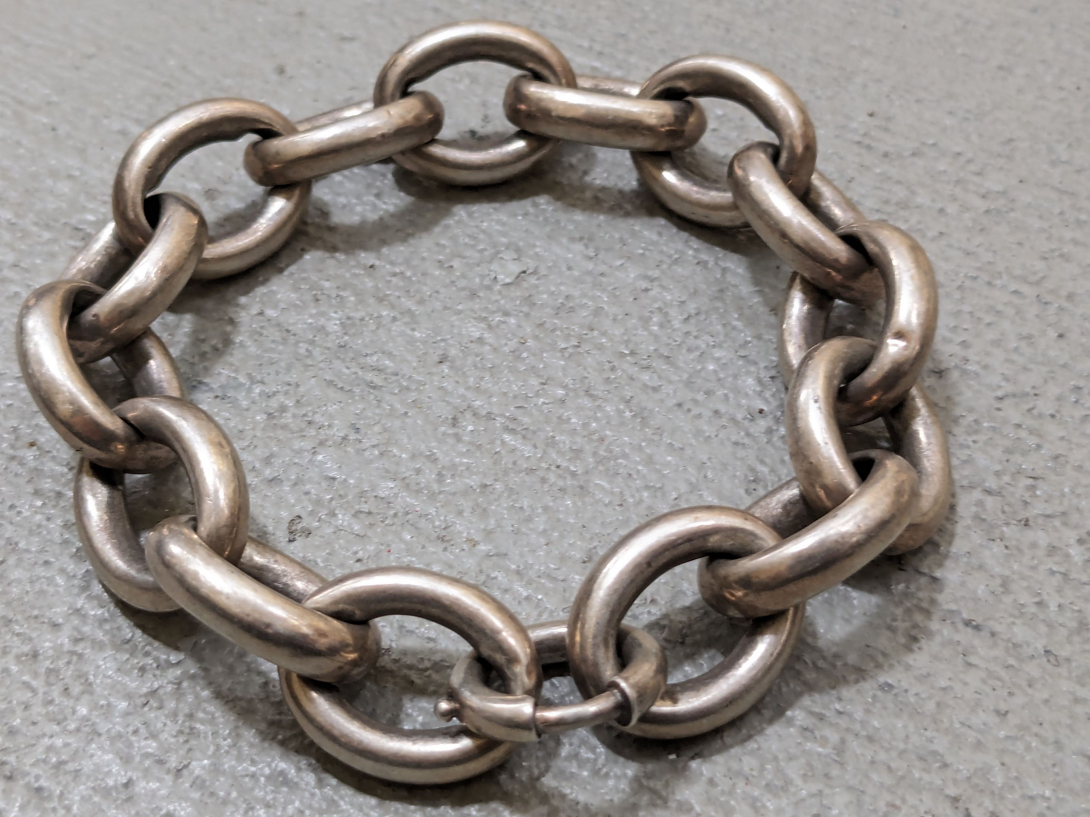 Other Vintage Sterling Silver Bracelet 9.5" Oval Chain Link 90s Size ONE SIZE - 3 Thumbnail