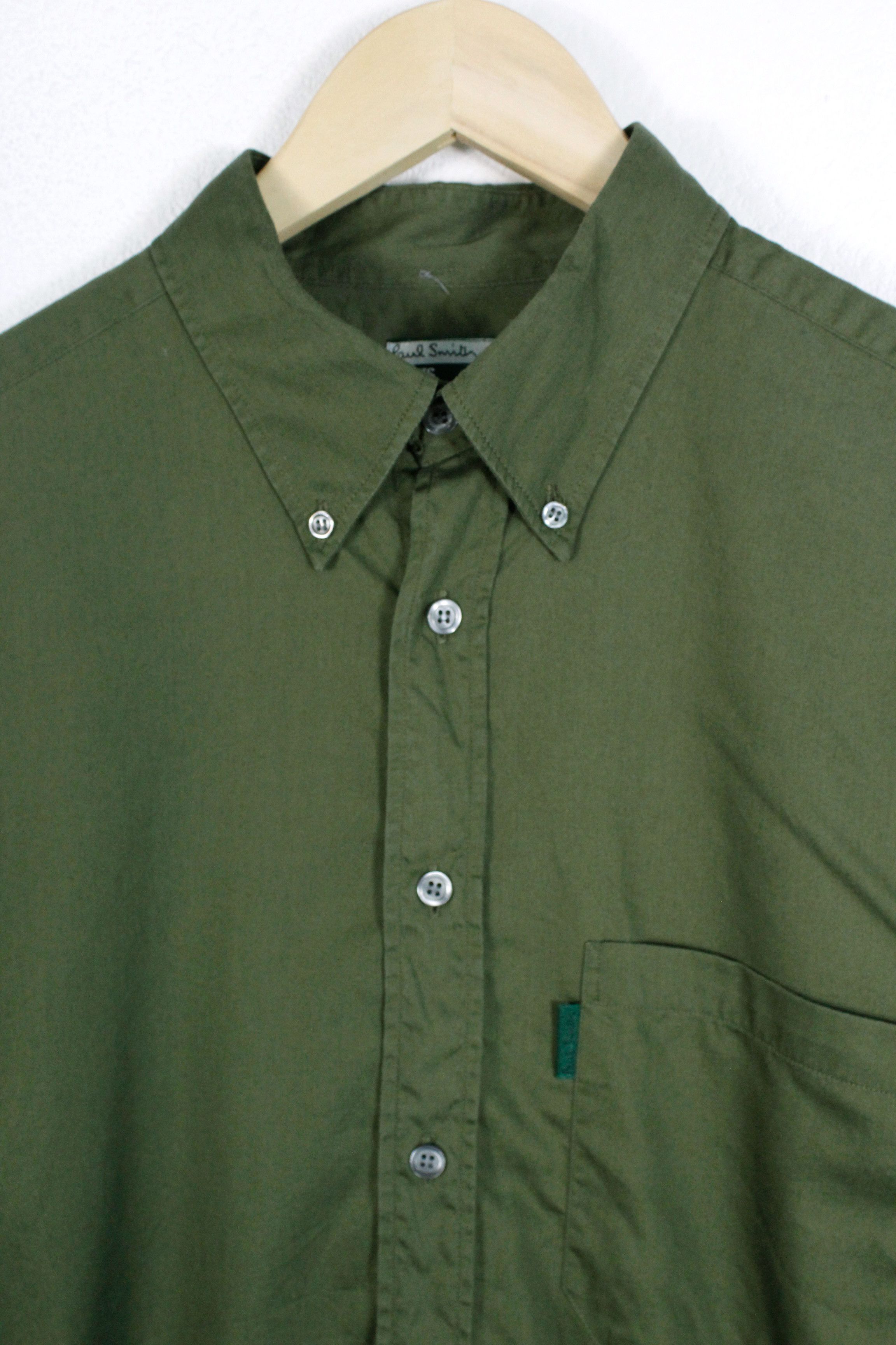 Paul Smith Vintage Paul Smith Pocket Logo Army Green Oxford Shirt L/XL Size US L / EU 52-54 / 3 - 2 Thumbnail