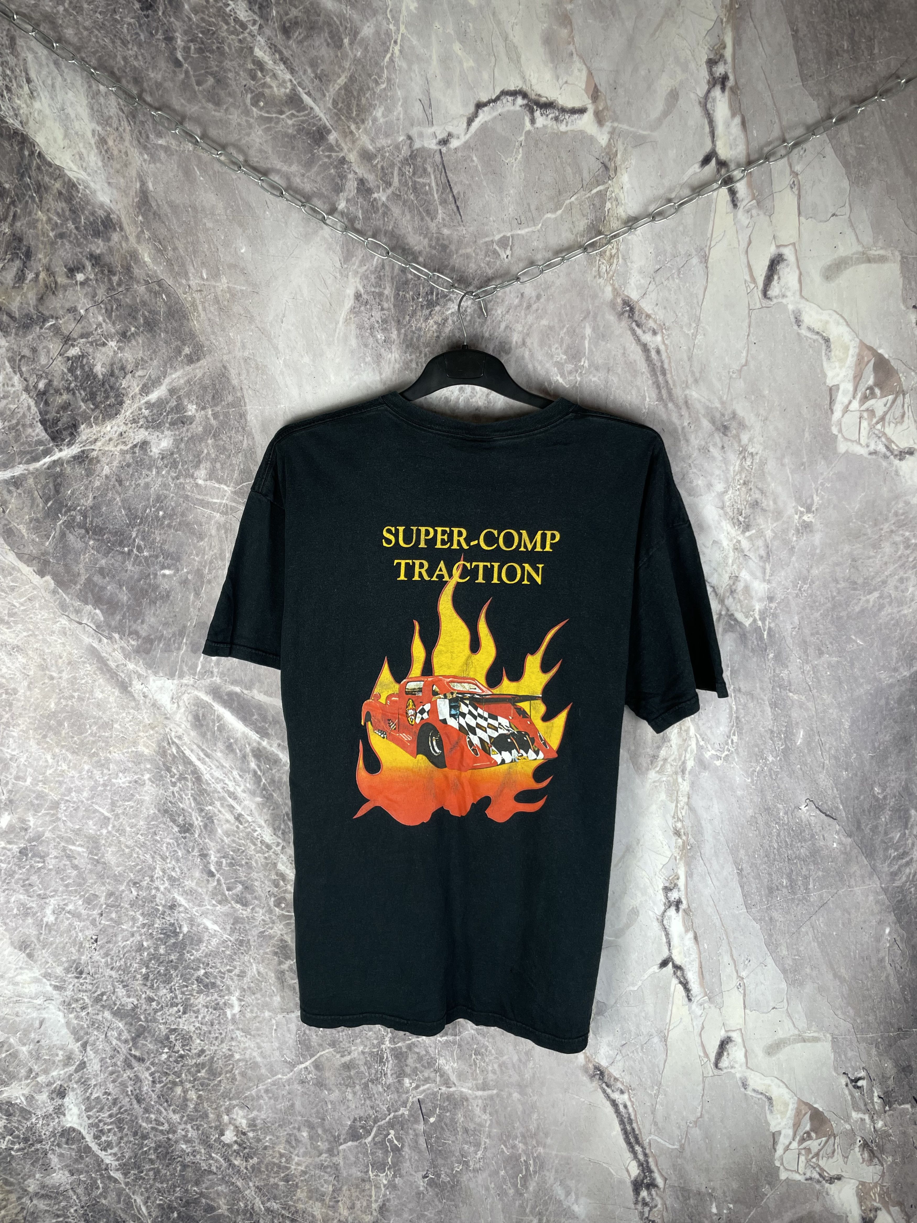 Vintage Vintage Dragster Print T-Shirt 90s Size US XXL / EU 58 / 5 - 7 Thumbnail