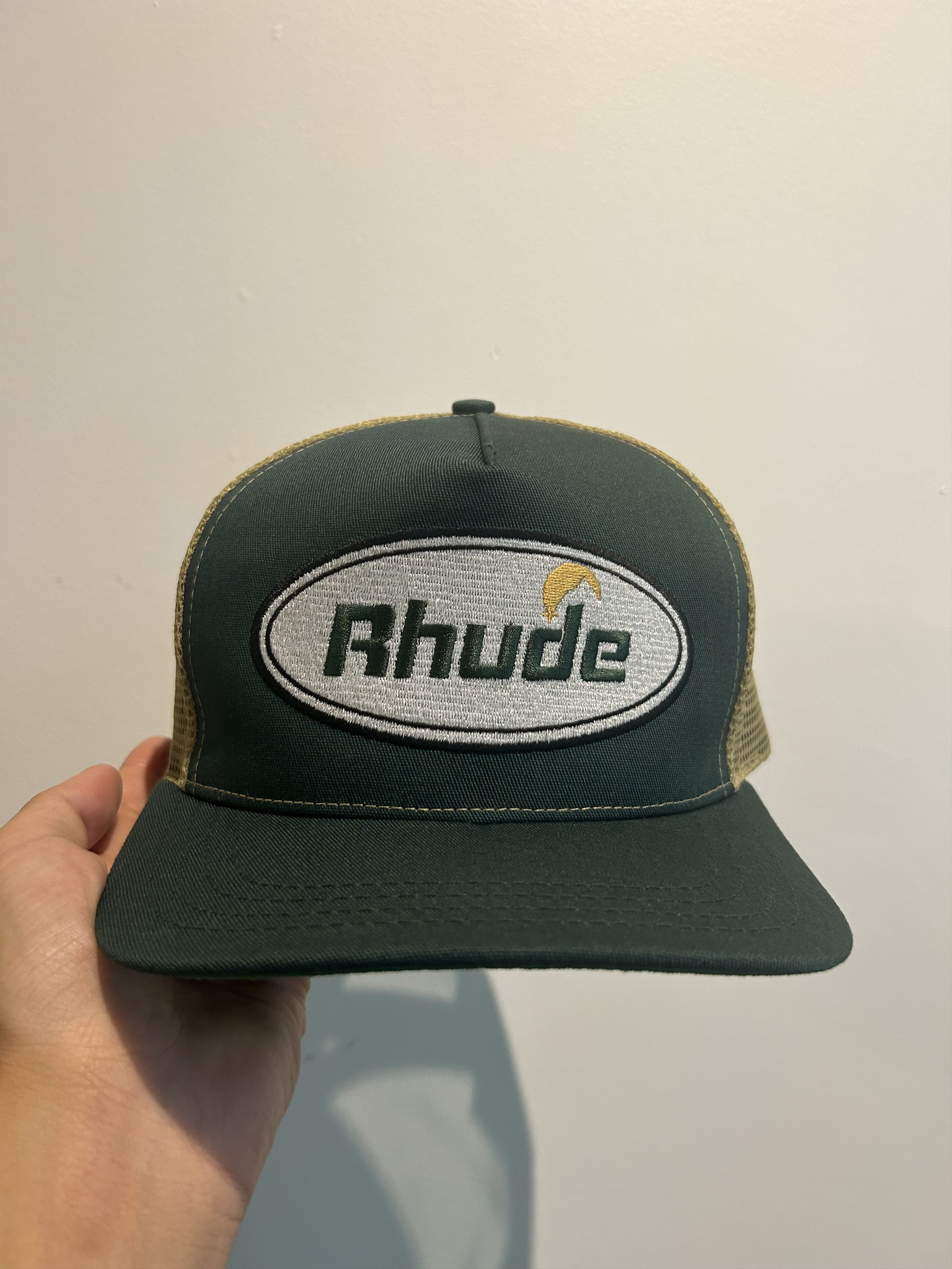image of Rhude Moonlight Trucker Hat in Green/White, Men's