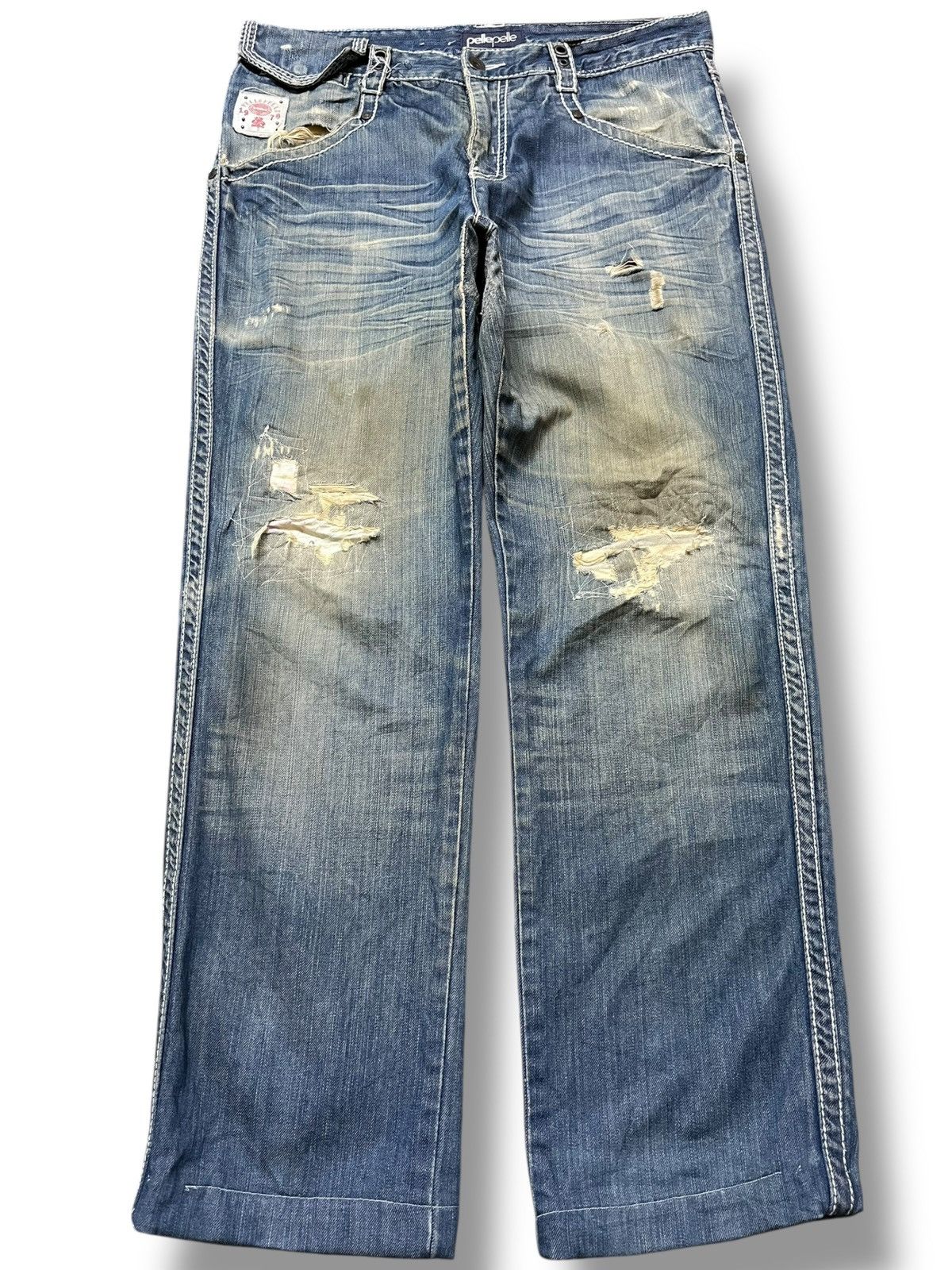 Pelle Pelle Vintage Pelle Pelle Ripped Distressed Denim Size US 35 - 1 Thumbnail