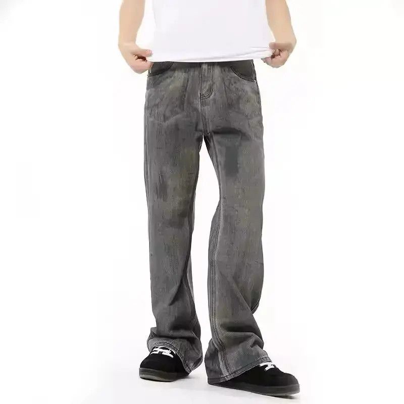 Japanese Brand Gray Stacked Washed Wide Leg Denim Jeans Size US 32 / EU 48 - 1 Thumbnail