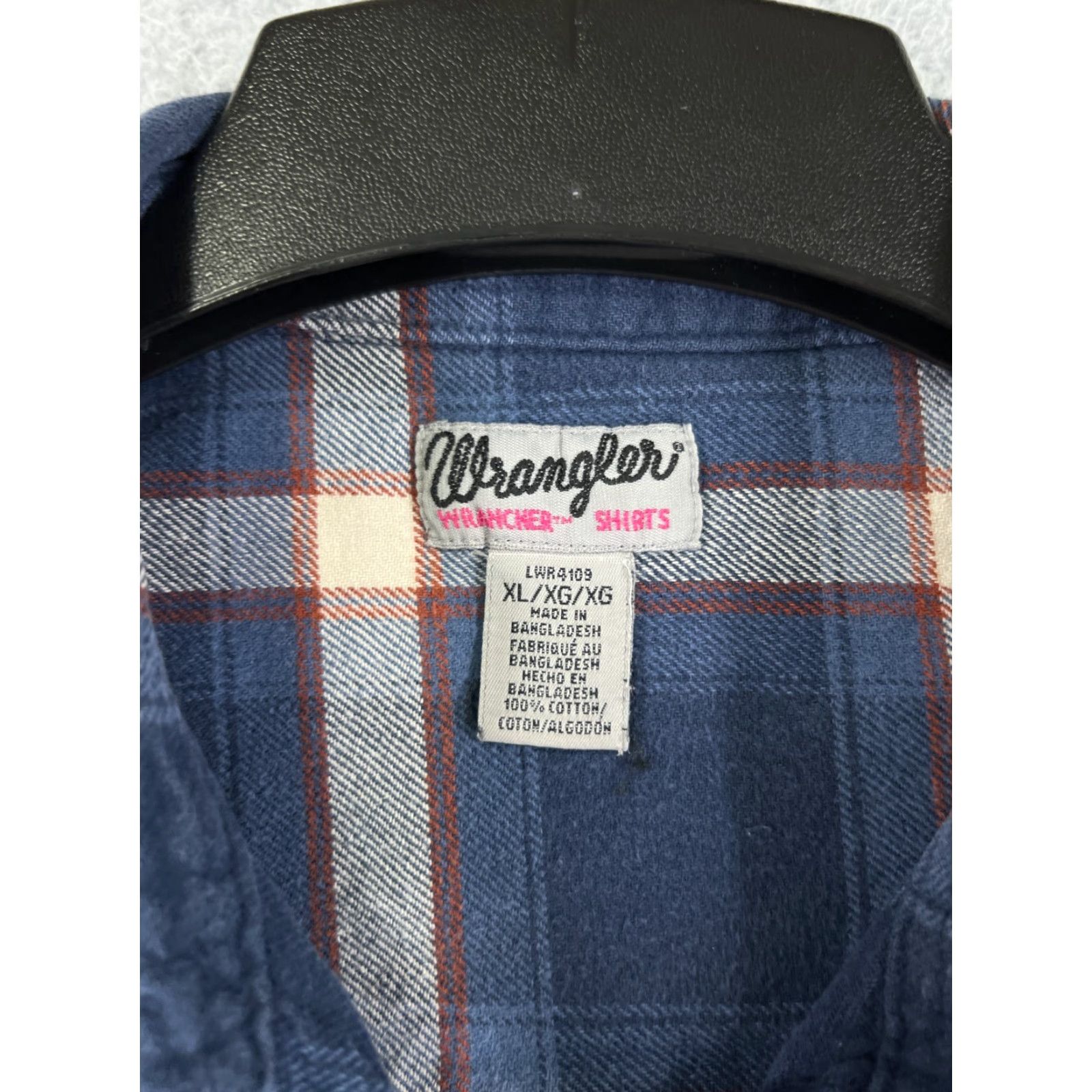 Wrangler Wrangler Shirt Womens Large Blue Plaid Flannel Button-Up Cotton Size L / US 10 / IT 46 - 3 Thumbnail