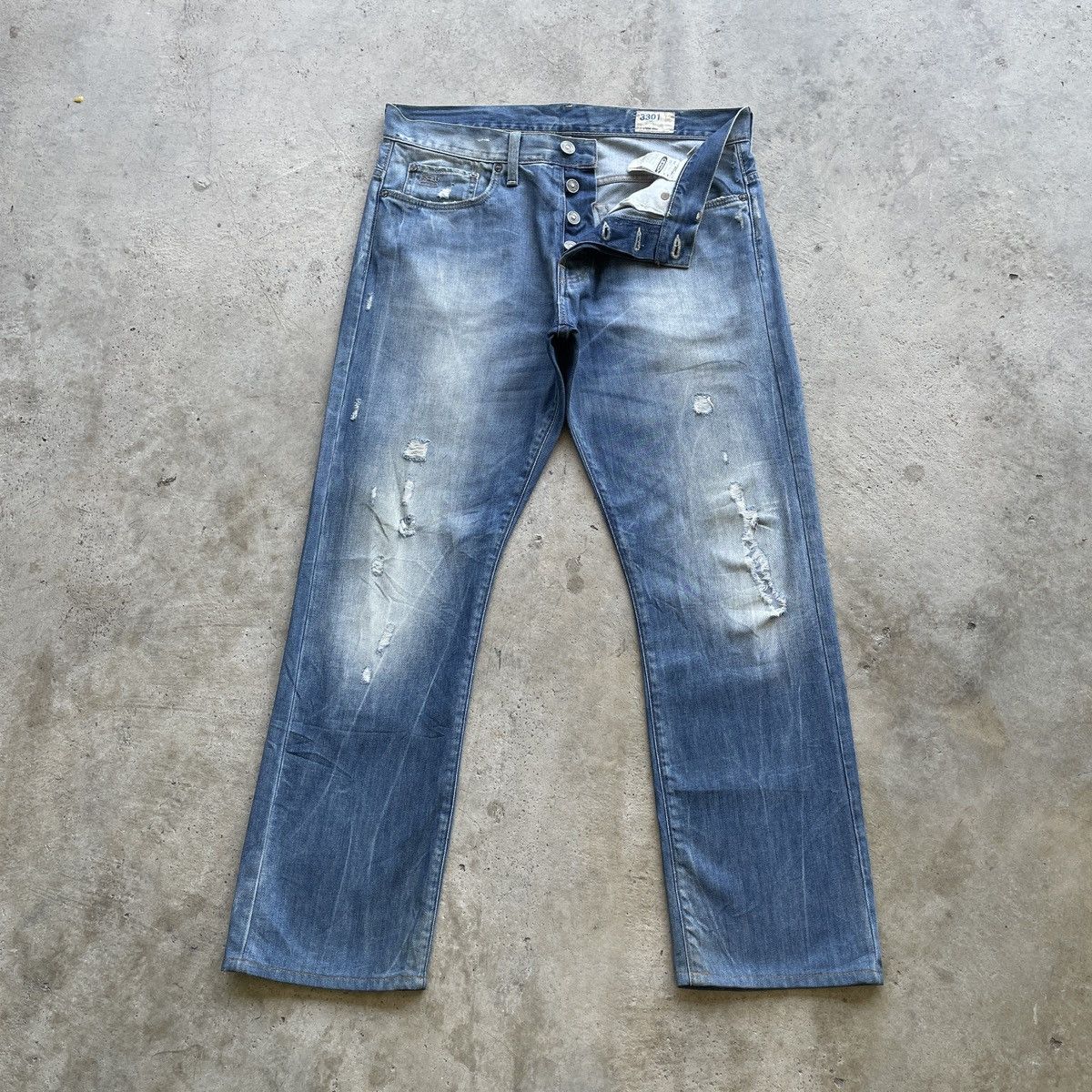 G-Star Vintage G-Star 3301 Faded Denim Distressed Jeans Pants W35 Size US 35 - 1 Thumbnail