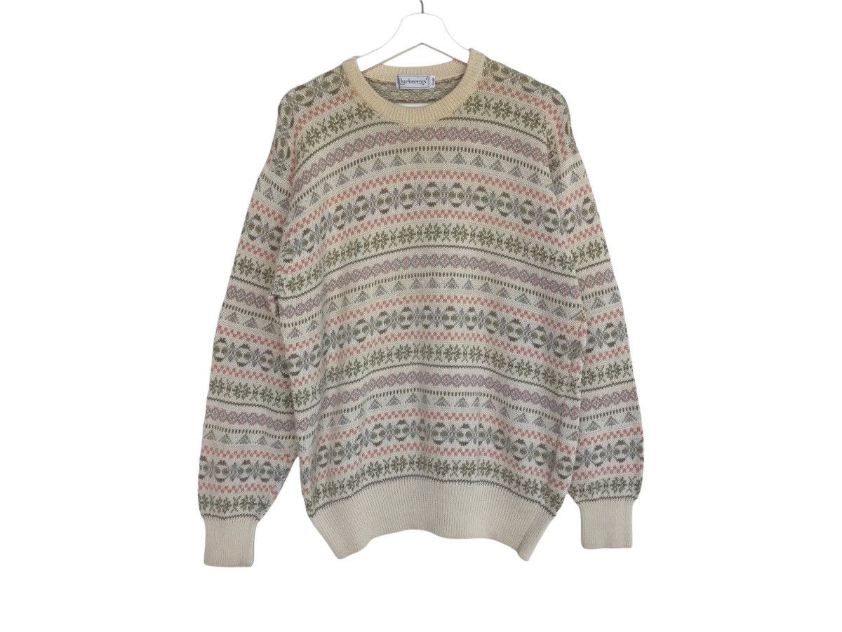 Burberry Vintage BURBERRYS fair isle pattern knit sweater Size US L / EU 52-54 / 3 - 1 Thumbnail
