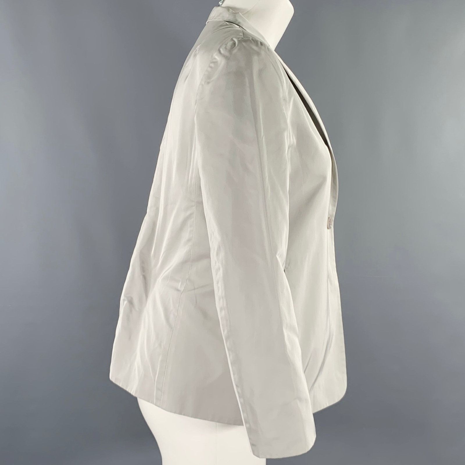 Jil Sander JIL SANDER Size 8 Grey Polyester Silk Single Button Jacket Size M / US 6-8 / IT 42-44 - 2 Thumbnail