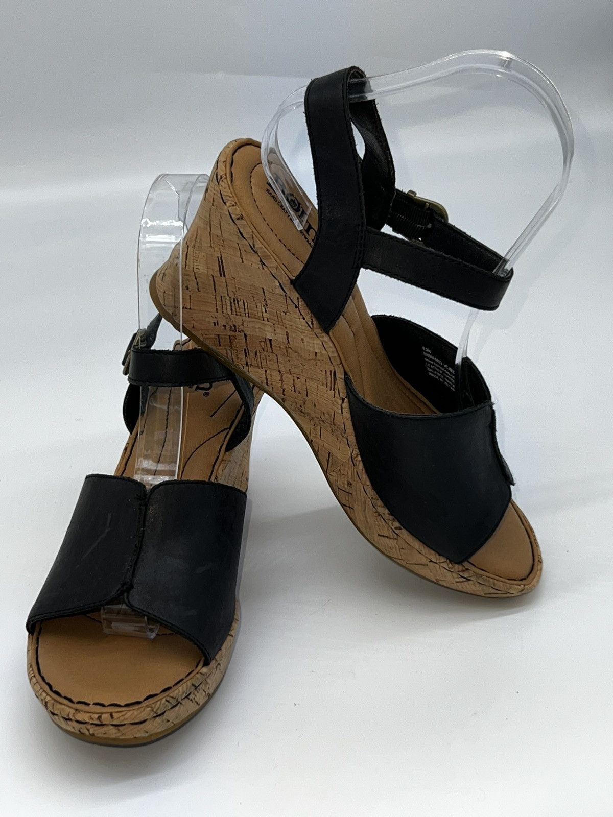 Born Born Women's Black Slingback Wedge Sandals Size 8.5 Open Toe Size US 8 / IT 38 - 8 Thumbnail