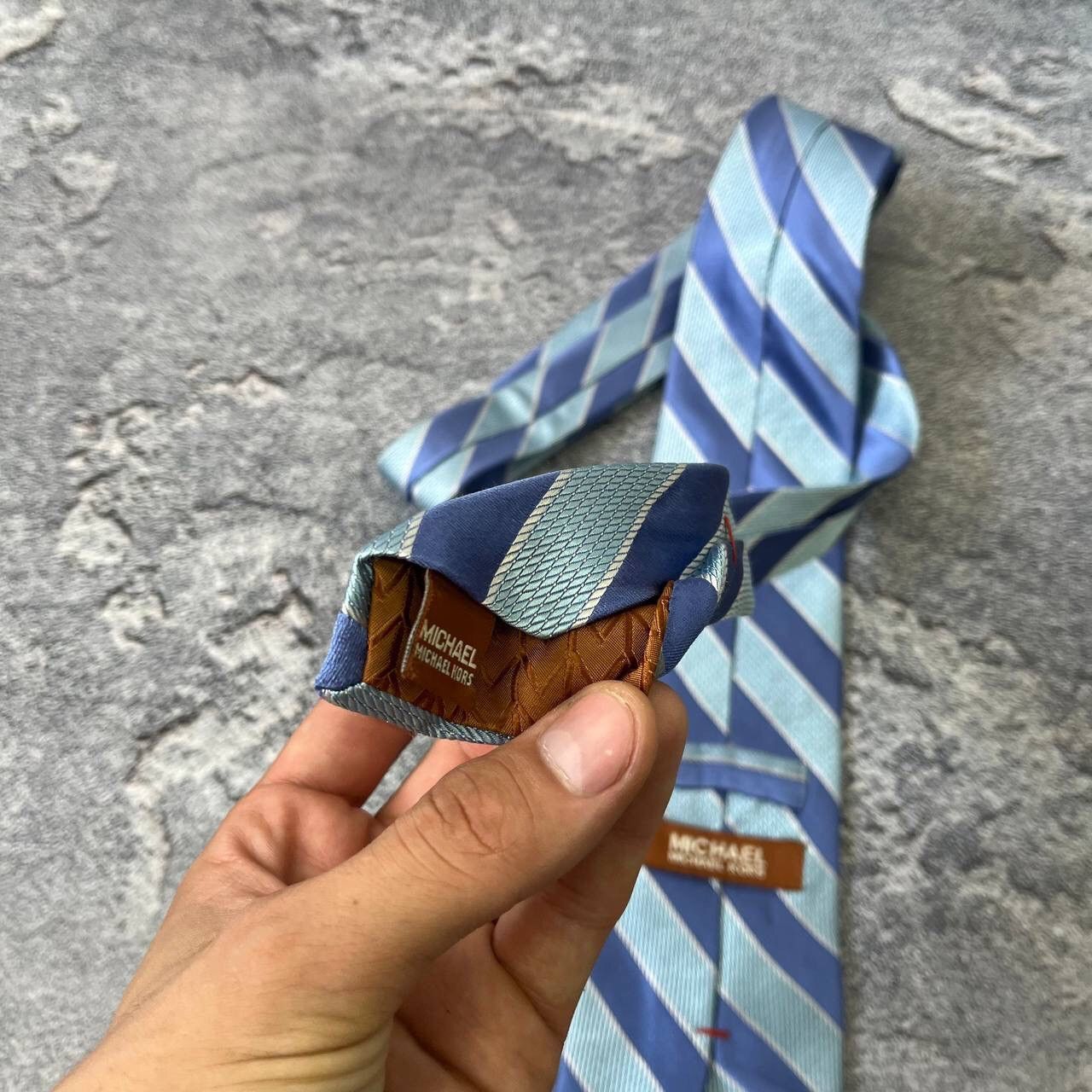 Michael Kors Michael Kors Mens Navy Tie Necktie Trendy Solid Pattern MK Size ONE SIZE - 5 Thumbnail