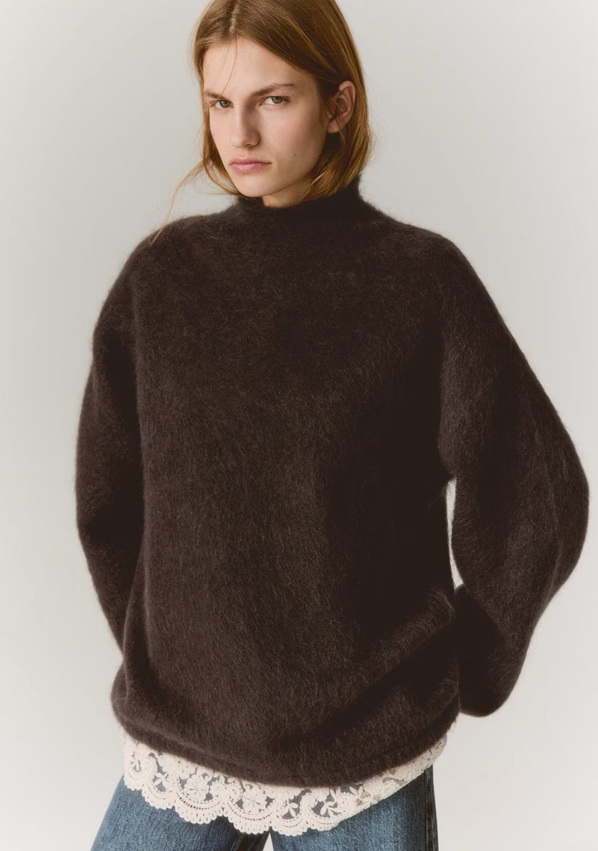 H&M H&M Premium Selection Lace Trimmed Mohair Blend Sweater Size S / US 4 / IT 40 - 2 Thumbnail