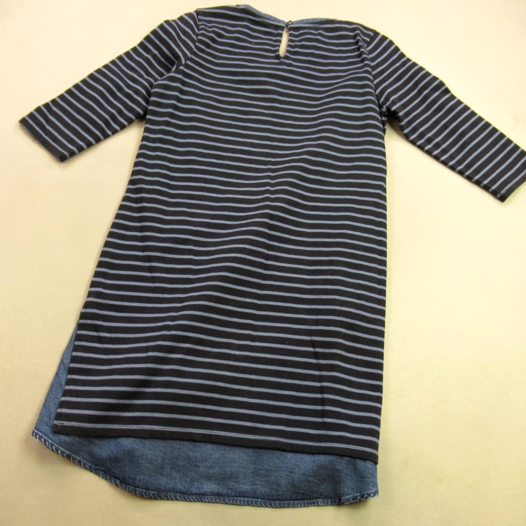 J. Jill J Jill Shirt Dress Womens XS Petite Long Sleeve Crew Neck Stripes Casual Knit 100% Cotton Knee Length Blue Women's Mens? Size XS / US 0-2 / IT 36-38 - 7 Thumbnail