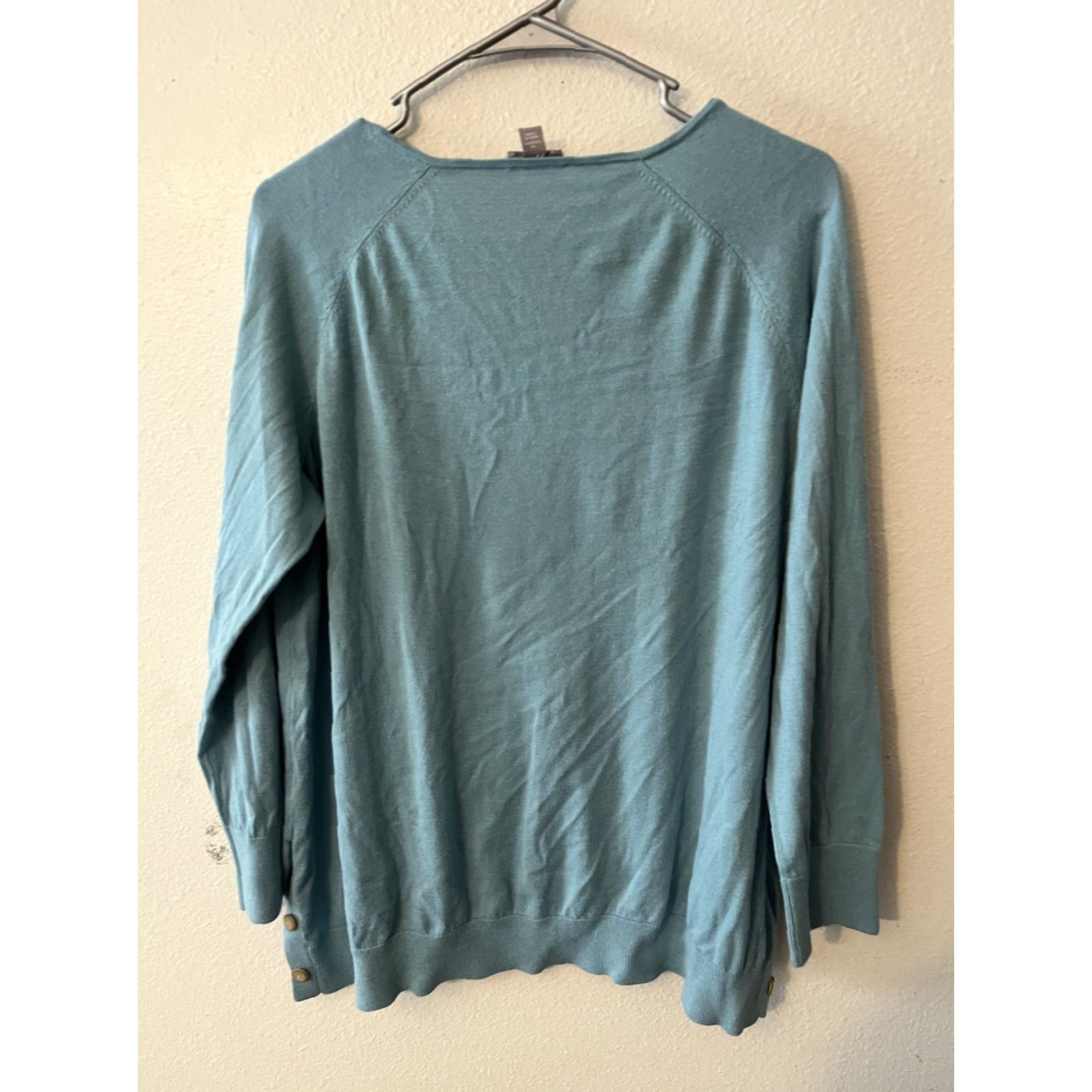 J. Jill J Jill Sweater Women's 1X Blue Solid Round Neck Long Sleeve Size XL / US 12-14 / IT 48-50 - 2 Thumbnail