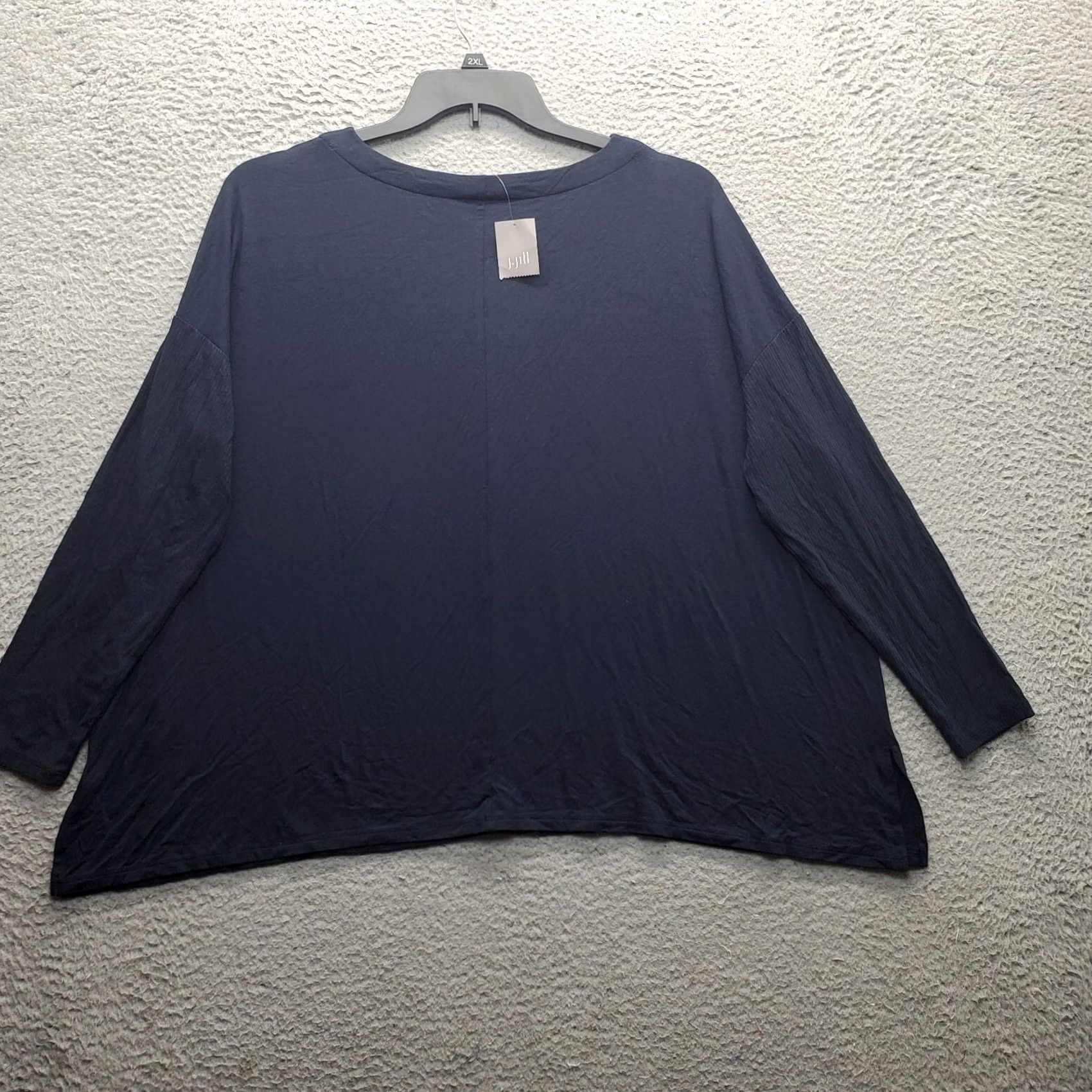 J. Jill J. Jill Tunic Top Womens Navy Rayon Relaxed Fit Round Neck Pullover Size M / US 6-8 / IT 42-44 - 2 Thumbnail