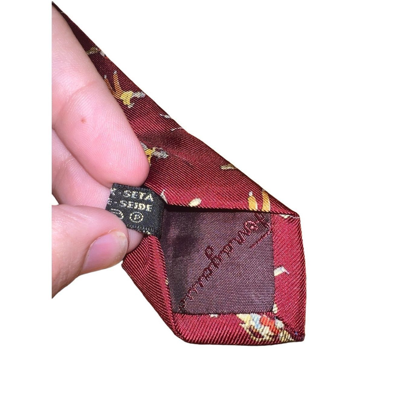 Salvatore Ferragamo Salvatore Ferragamo Red Sports Players Print Handmade Neck Tie Size ONE SIZE - 6 Thumbnail