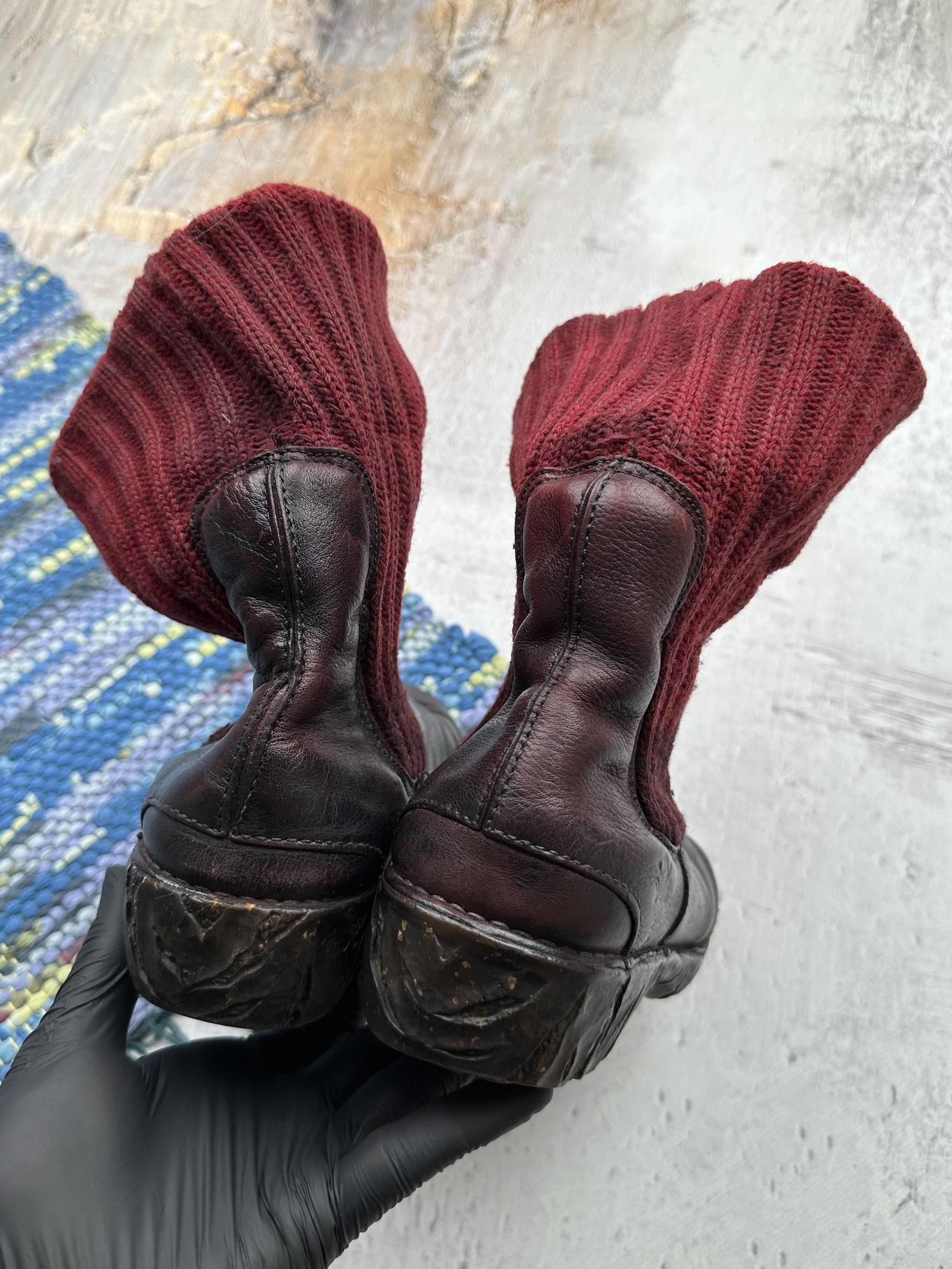 Japanese Brand Vintage Futuristic Leather Boots With Wool Toe A110D1(567) Size US 9 / IT 39 - 7 Thumbnail