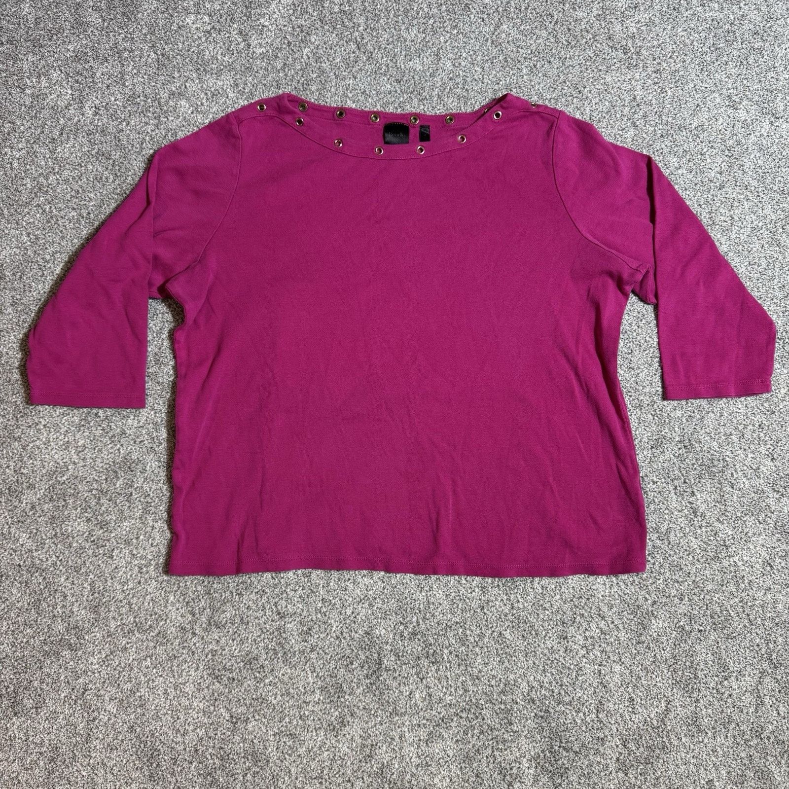 Other Rafaella Top Womens 2X Plus Grommet Embellished Mod Hot Pink Size XXL / US 16-18 / IT 52-54 - 1 Thumbnail