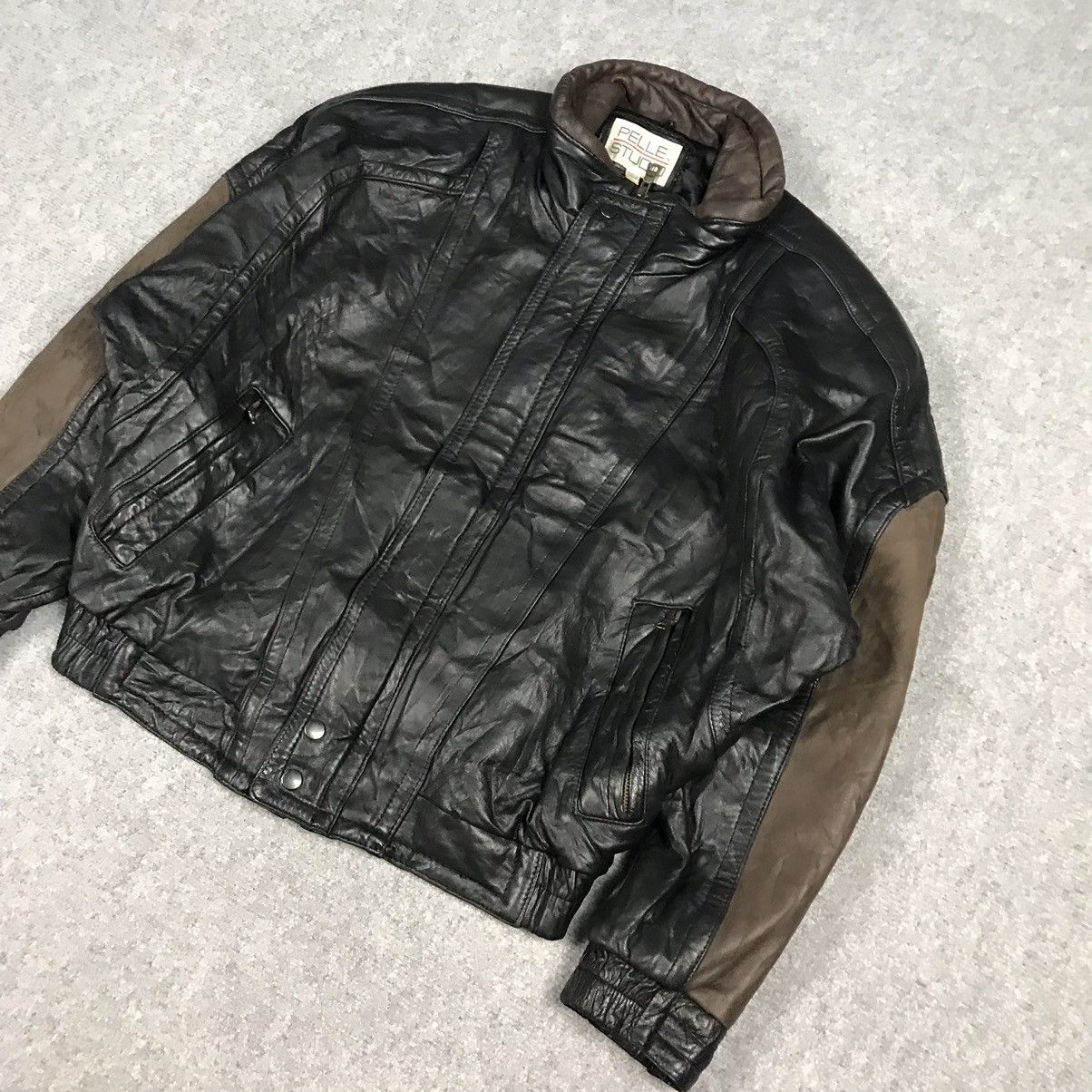 Japanese Brand PELLE STUDIO PUNK LEATHER BOMBER JACKET Size US L / EU 52-54 / 3 - 4 Thumbnail