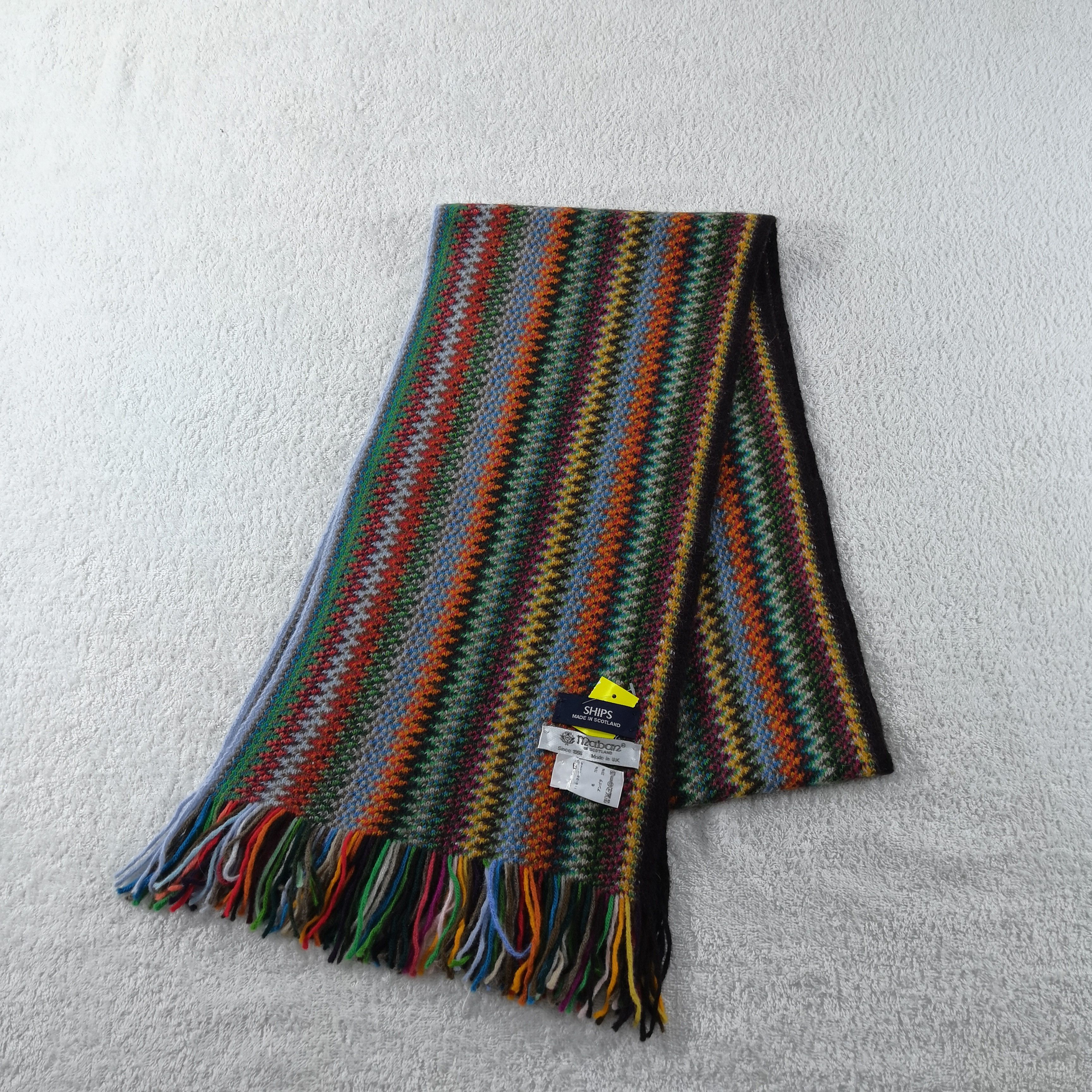 SHIPS Vintage Ships Scarf Ribbed Knit Stripe Muffler Wool . Size ONE SIZE - 3 Thumbnail