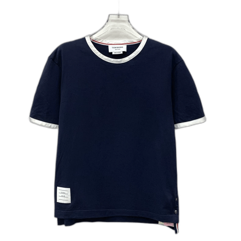 Thom Browne Thom Browne Navy Blue Cotton Short Sleeve T-Shirt Size L / US 10 / IT 46 - 1 Thumbnail
