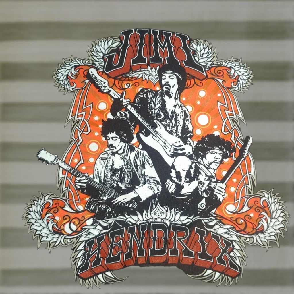 Vintage Jimi Hendrix Shirt T-Shirt Graphic Rock Music Guitar Legend Read Large Brown Orange Men L Crew Neck Short Sleeve Cotton Knit Vintage No N/A Size US L / EU 52-54 / 3 - 1 Thumbnail