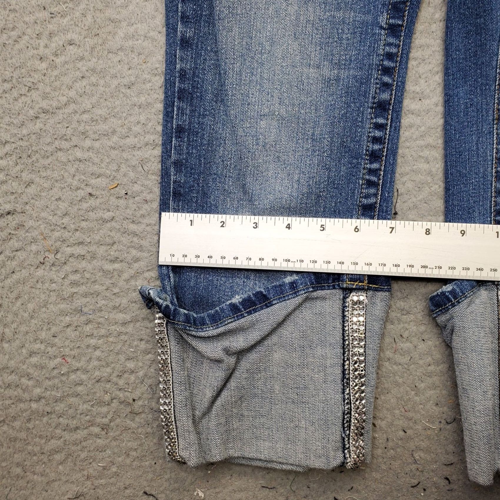 Vintage Bisou Bisou Jeans Women 8 Blue Denim Stretch Medium Wash Ankle Cuff Straight Leg Womens Size 8 Blue Denim Jeans Size 30" / US 8 / IT 44 - 5 Thumbnail