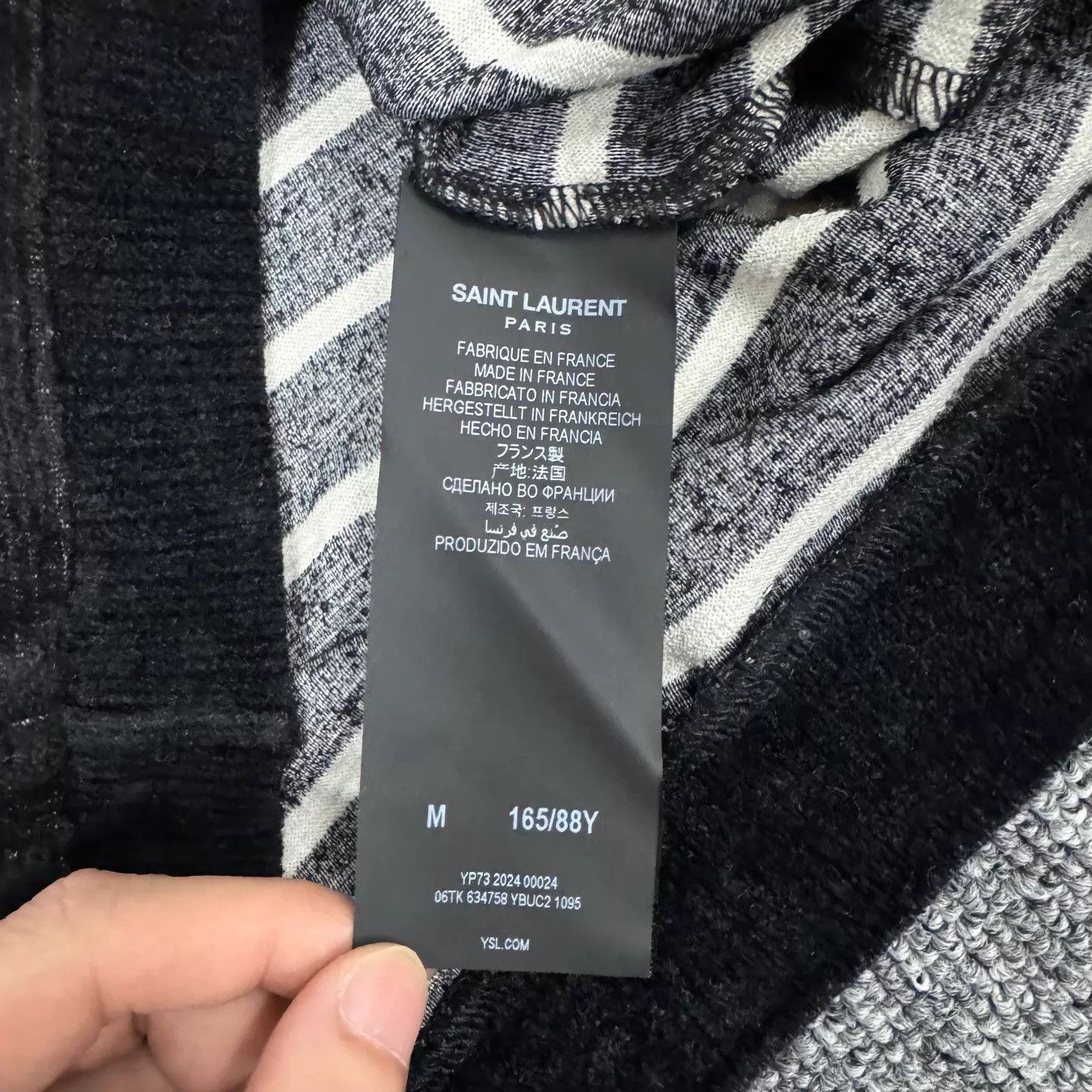 Saint Laurent Paris SLP black white striped chest logo knit M 99 new Size M / US 6-8 / IT 42-44 - 7 Thumbnail