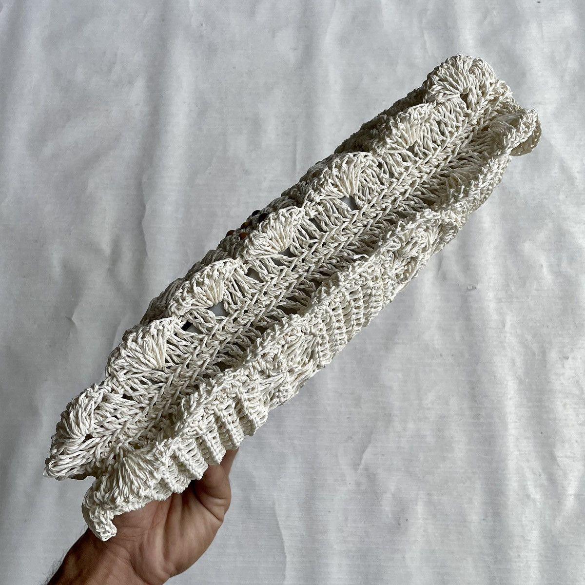Craftsman Crochet Straw Clutch With Wood Handle Size ONE SIZE - 7 Thumbnail