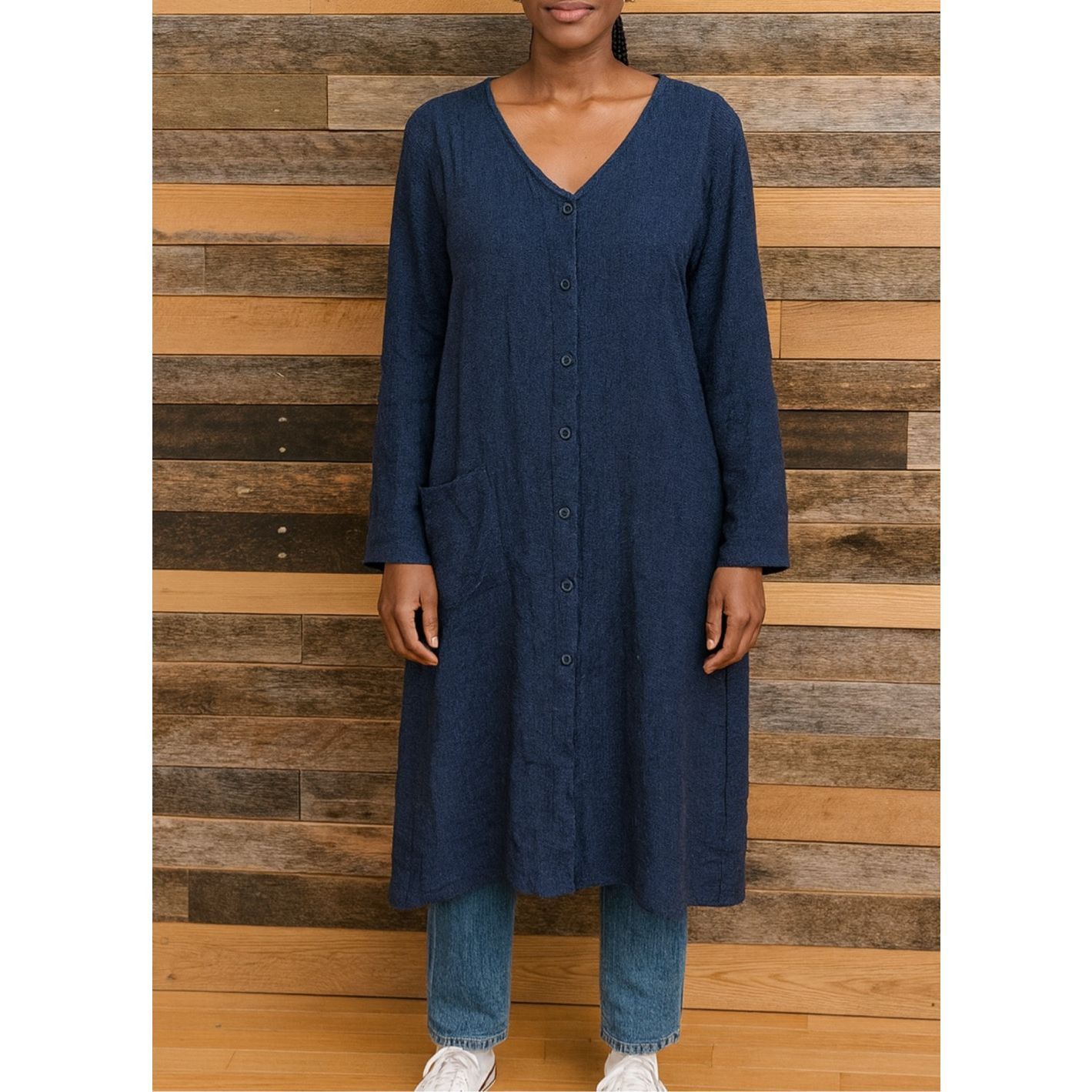 FLAX Flax NWOT navy blue button front heavy linen jacket boho lag Size M / US 6-8 / IT 42-44 - 1 Thumbnail