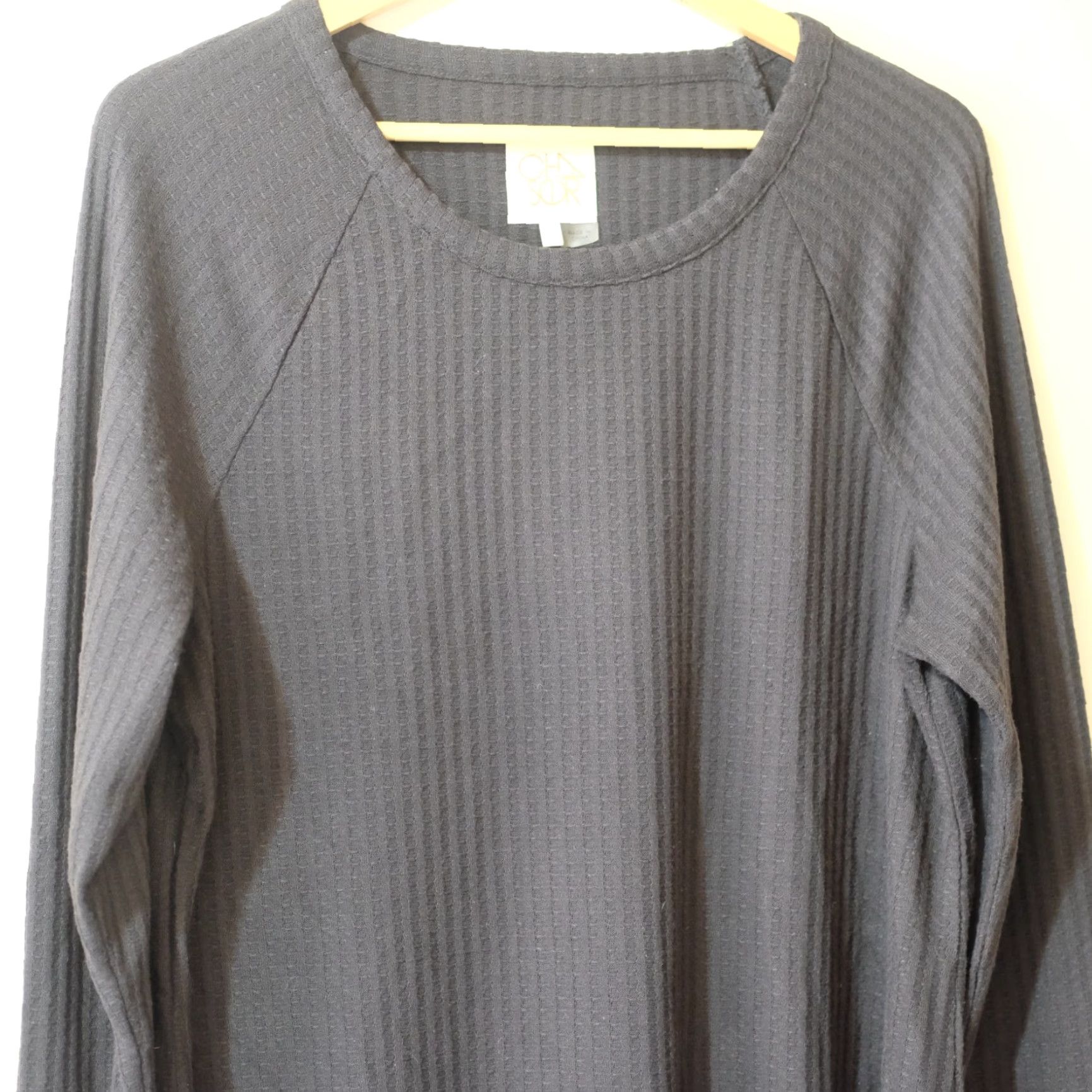 Vintage CHASER Women's XXL Thermal Shirt Sweater Tunic Black Knit Lightweight Casual Round Neck Long Sleeve 62% Polyester 35% Rayon 3% Spandex Regular Size XXL / US 16-18 / IT 52-54 - 2 Thumbnail