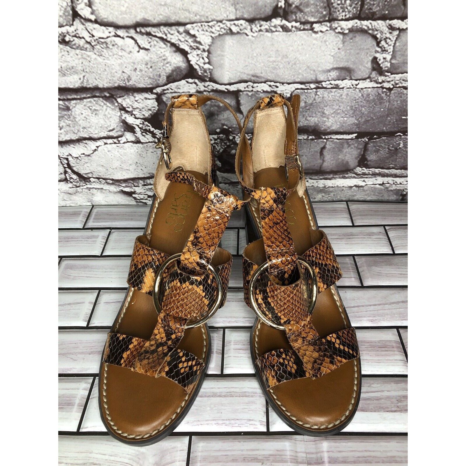 Other Franco Sarto Dandelion Snake Print Ankle Strappy Brown Leath Size US 6 / IT 36 - 22 Thumbnail