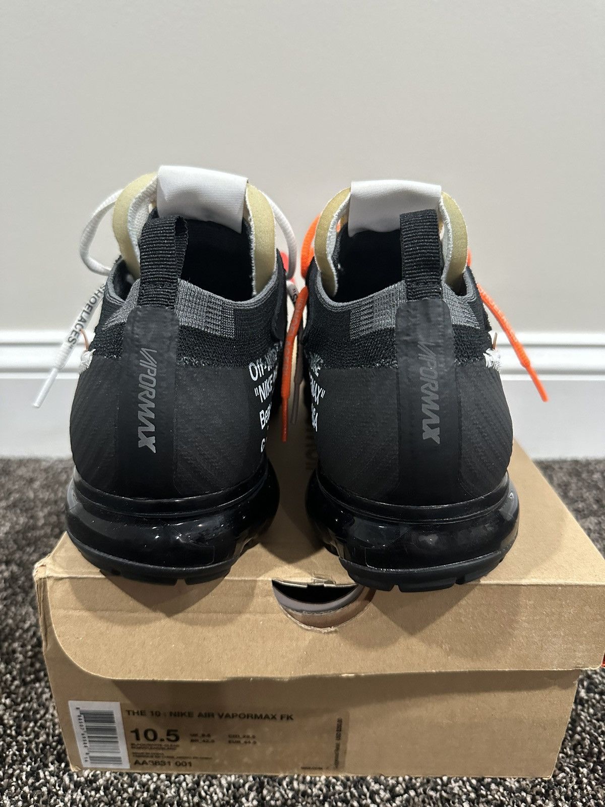 Nike Nike x Off-White Virgil Air VaporMax Black “The Ten” OG Size US 10.5 / EU 43-44 - 6 Thumbnail