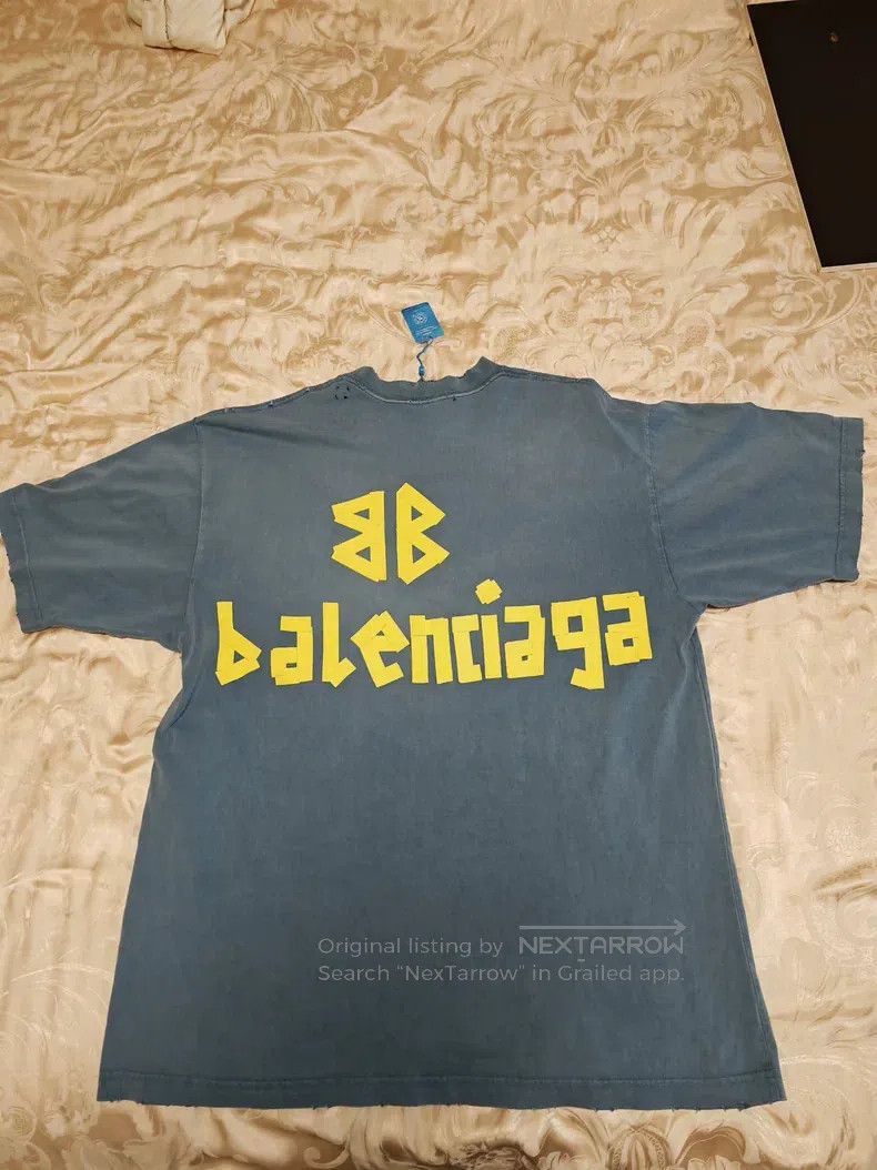Balenciaga Balenciaga Lettering Printed Pattern Round Neck Short Slee Size US M / EU 48-50 / 2 - 1 Thumbnail