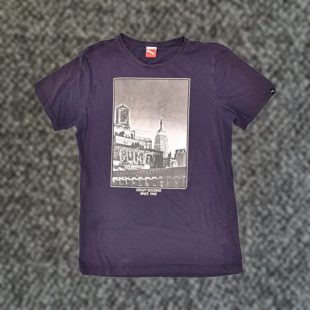 Puma PUMA Mens Graphic T-Shirt Top Large Navy Blue Cotton Size US L / EU 52-54 / 3 - 1 Thumbnail