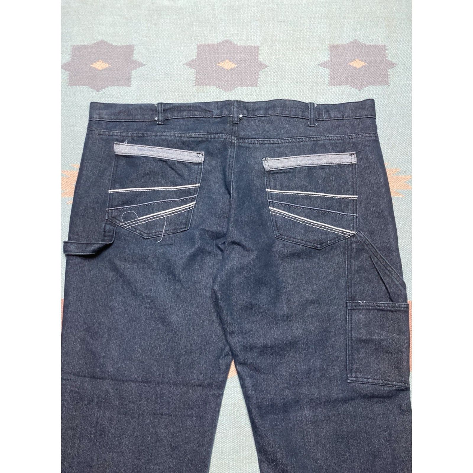 Vintage VINTAGE Sacred Crown Jeans Men Wide-Leg Hip Hop 46x31 Jeans 46 31 Blue Baggy Carpenter 90s Skater Massive Y2K Size US 30 / EU 46 - 3 Thumbnail