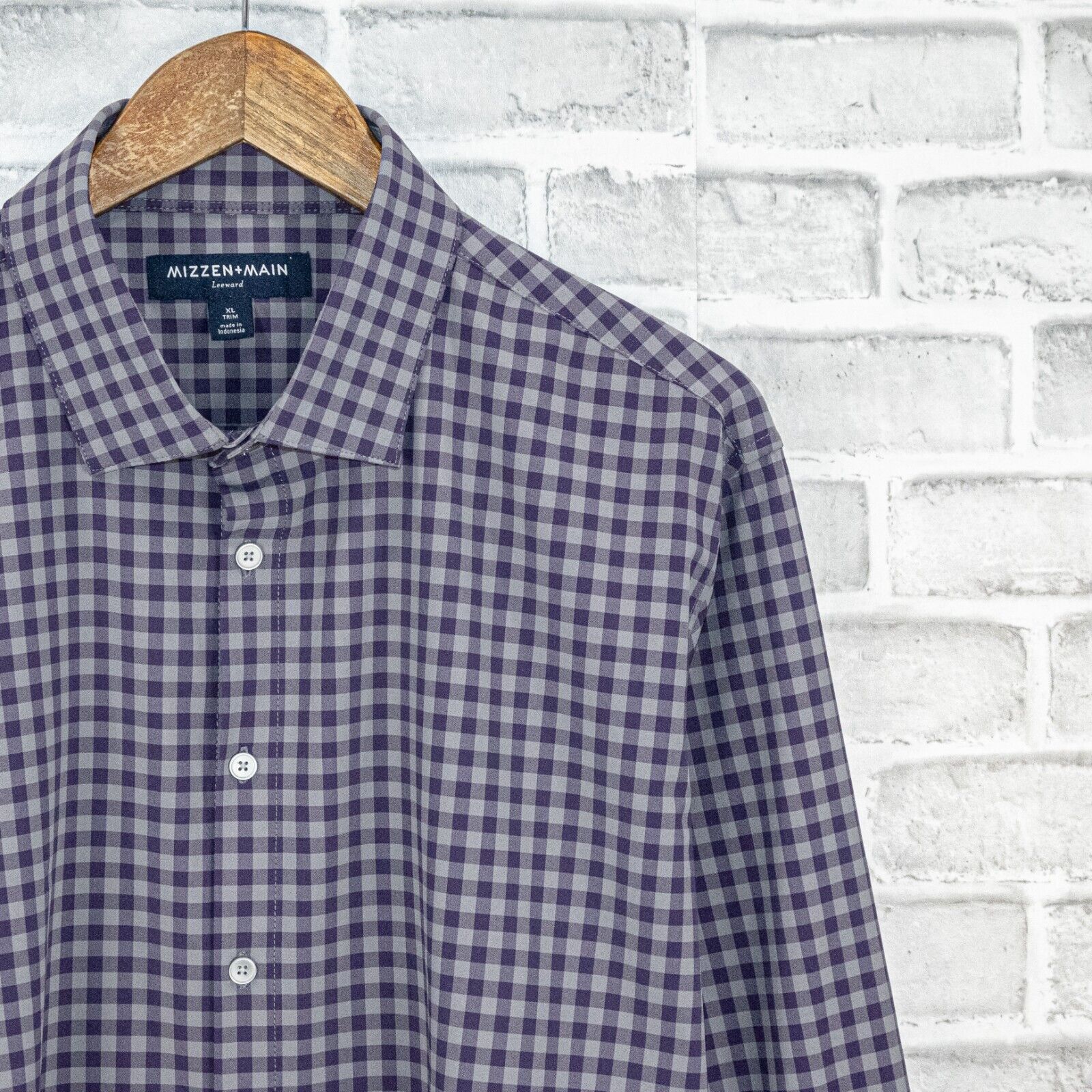 Mizzen+Main MIZZEN + MAIN Trim Fit Button up Shirt in Purple Gingham Size US XL / EU 56 / 4 - 3 Thumbnail