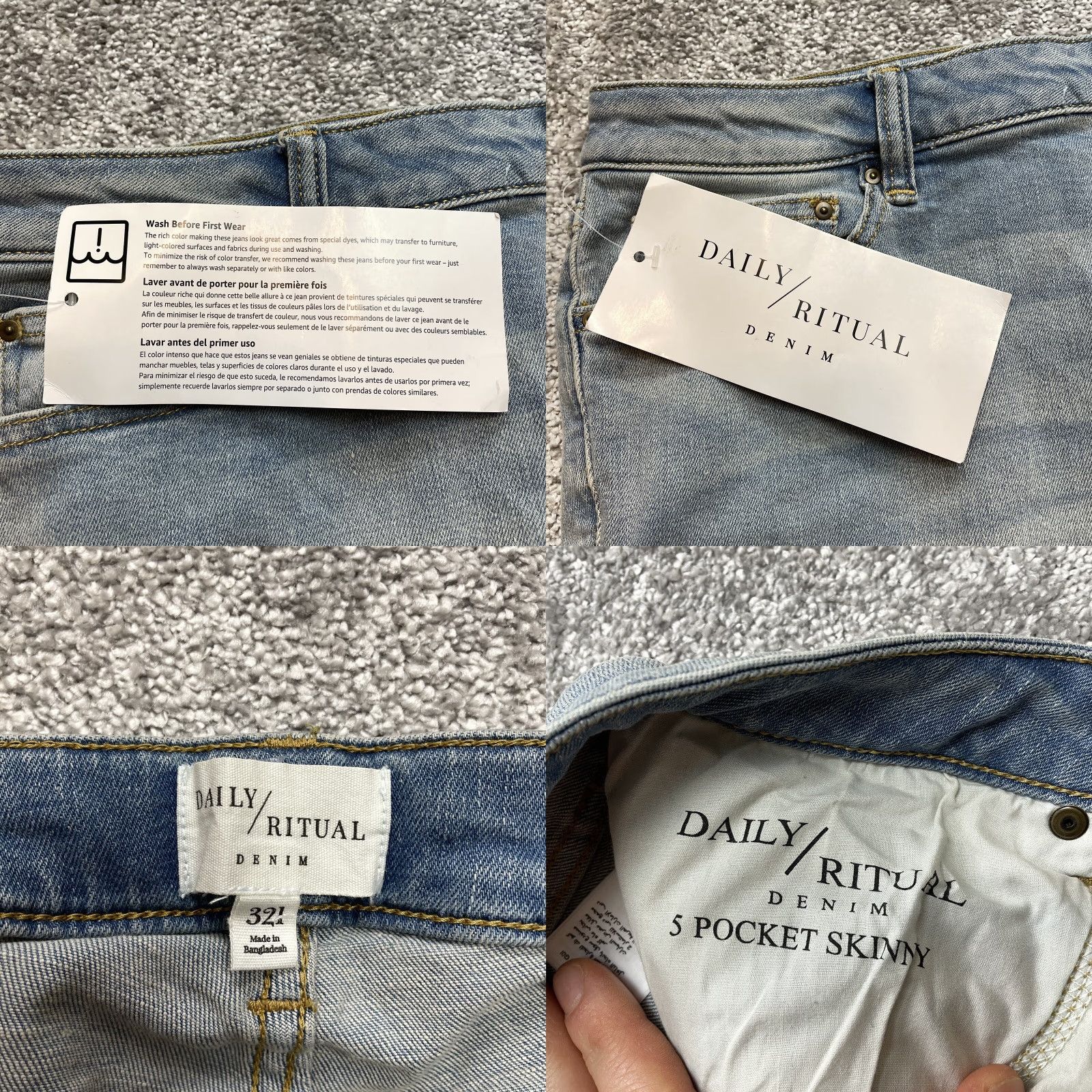 Vintage VINTAGE Daily Ritual Jeans Women 32 Long Light Wash Skinny NWT Size 24" / US 00 / IT 34 - 8 Thumbnail