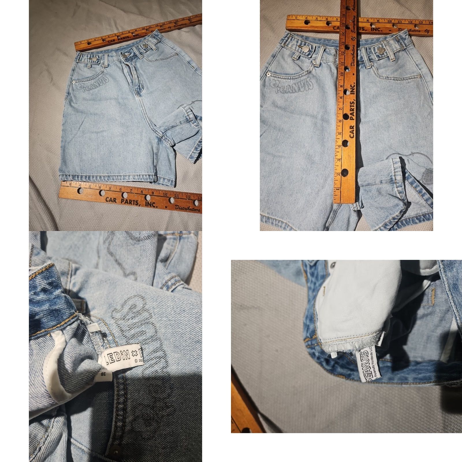 Peanuts Ledin Peanuts Shorts Womens Medium Blue Denim Snoopy Graphic Print Casual Pants Size 32" / US 10 / IT 46 - 8 Thumbnail