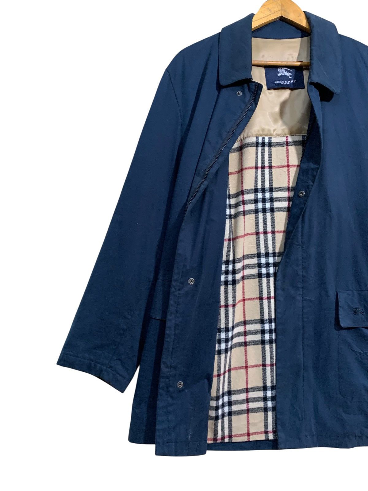 Burberry 🔥BURBERRY SPAIN NAVY WAXED JACKETS WOOL LINED Size US L / EU 52-54 / 3 - 2 Thumbnail