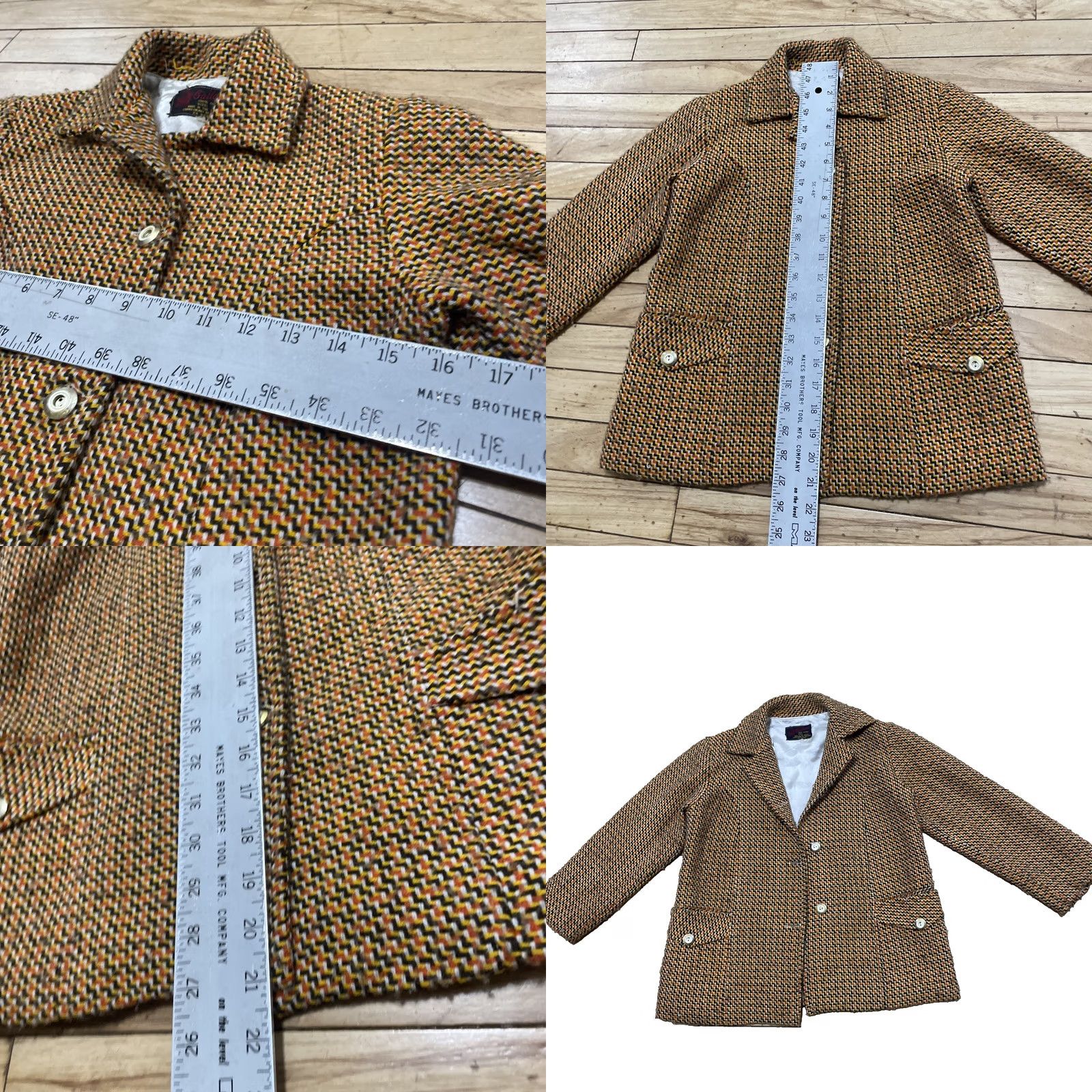 Vintage VINTAGE Galleon Blazer Jacket Women 14 1960s 70s Mod Tweed Brown Yellow Orange Geometric Size S / US 4 / IT 40 - 8 Thumbnail