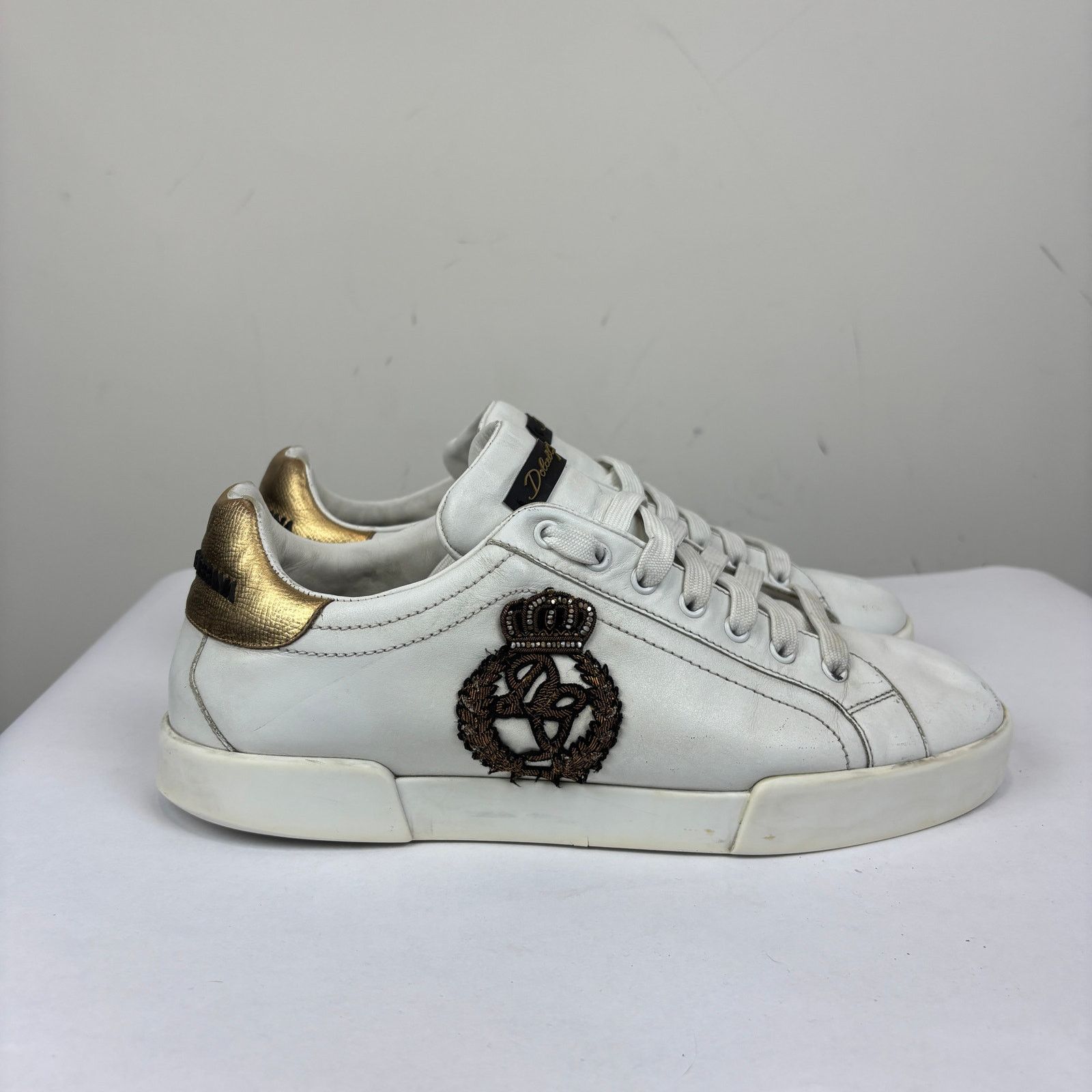 Dolce & Gabbana Dolce & Gabbana Portofino Crown Patch Leather Sneakers 9 Size US 9 / EU 42 - 3 Thumbnail