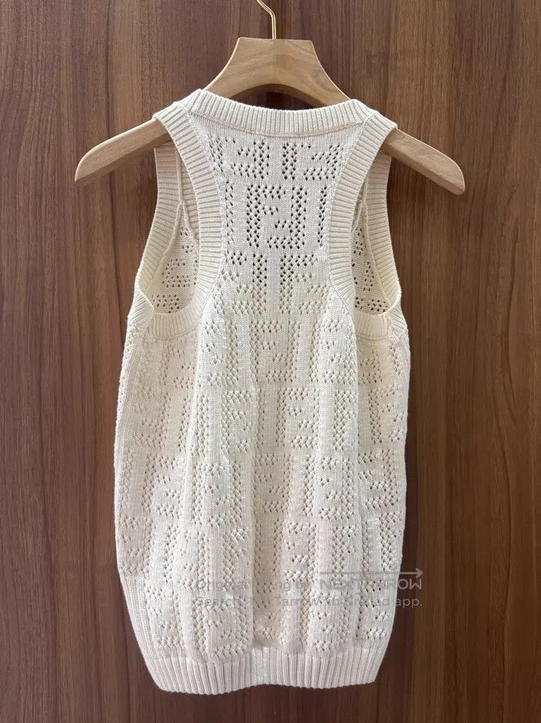 Fendi Fendi Ivory Openwork Knit Vest Size XXS / US 00 / IT 34 - 2 Thumbnail