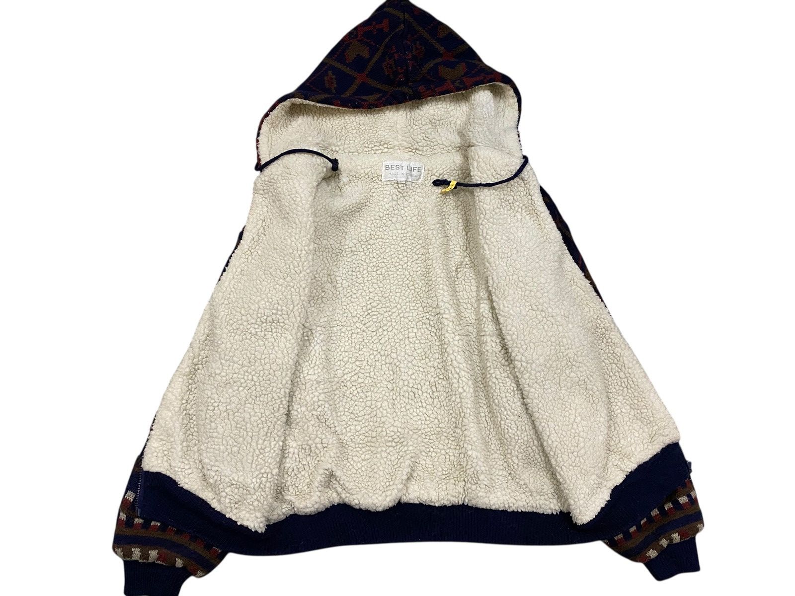 Vintage Vintage Best Life Aztec Eagle Sherpa Lined Knit Zip Hoodie Size US L / EU 52-54 / 3 - 3 Thumbnail