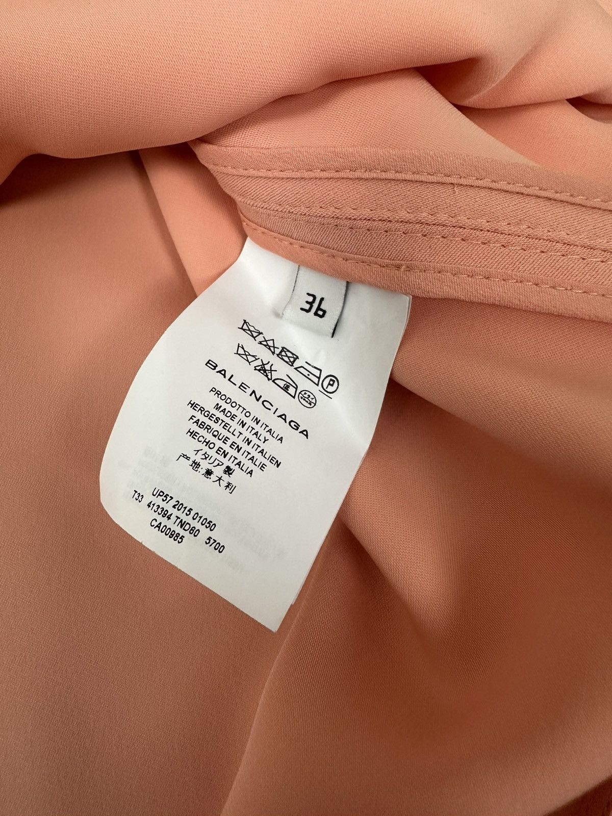 Balenciaga Balenciaga S/S15 Pleated Polyester Peach Long Sleeve Blouse Size XS / US 0-2 / IT 36-38 - 12 Thumbnail