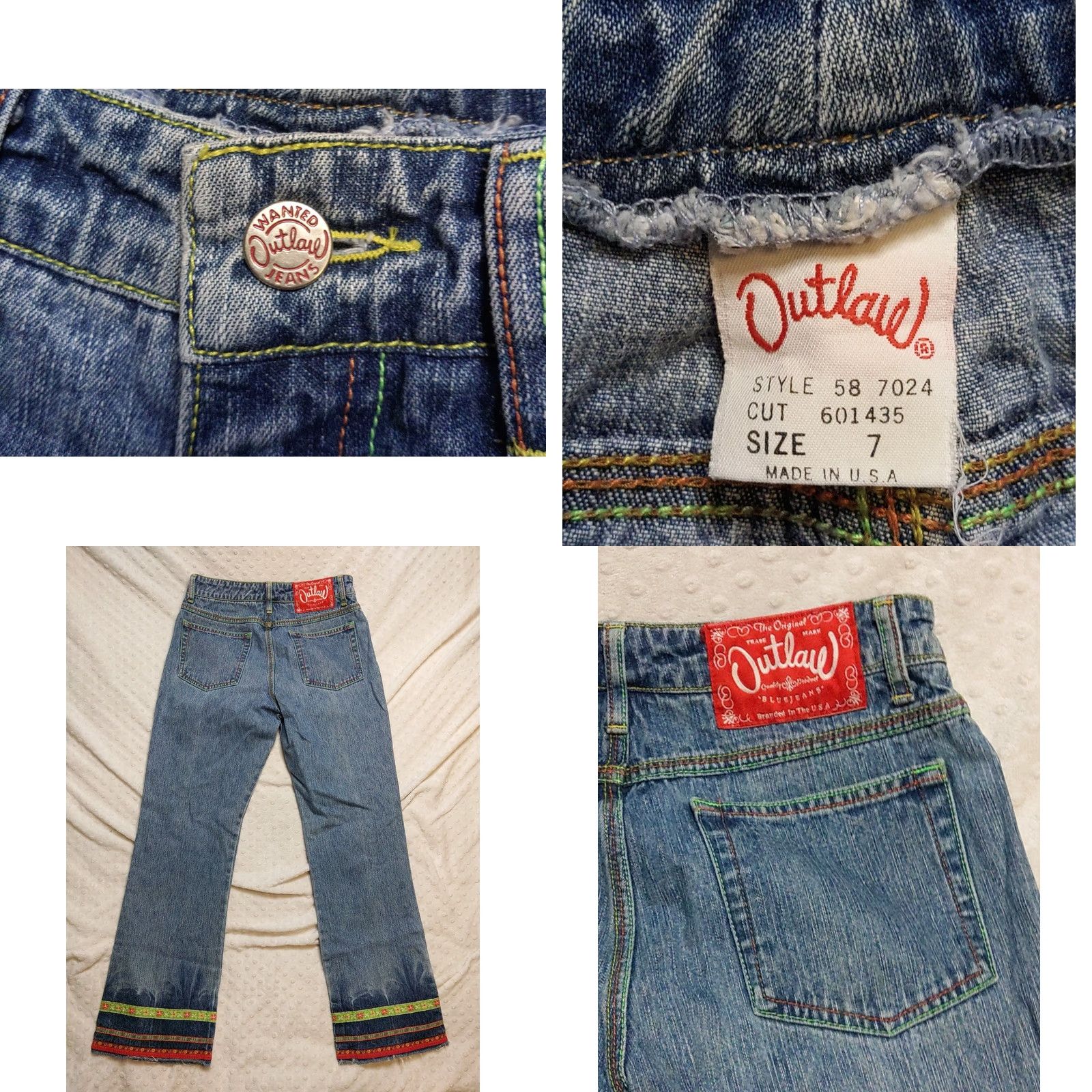 Denime Outlaw Jeans Womens 7 Blue Denim Light Wash High Rise 5-Pocket Retro Hippie 90s USA Shirt? Size 27" / US 4 / IT 40 - 8 Thumbnail