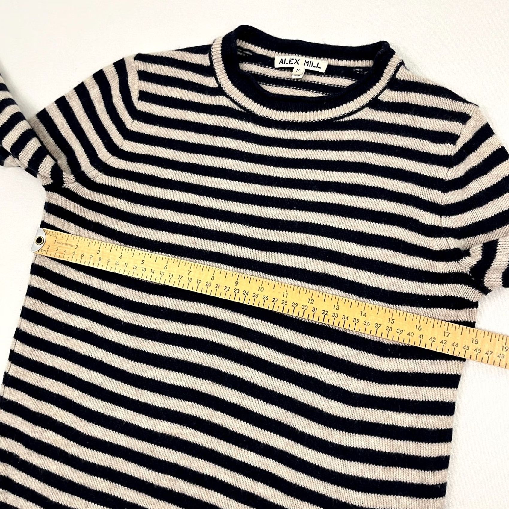 Alex Mill VINTAGE Alex Mill Sun Sweater Womens M Wool & Cashmere Brown Blue Striped Crew Preppy Size M / US 6-8 / IT 42-44 - 5 Thumbnail