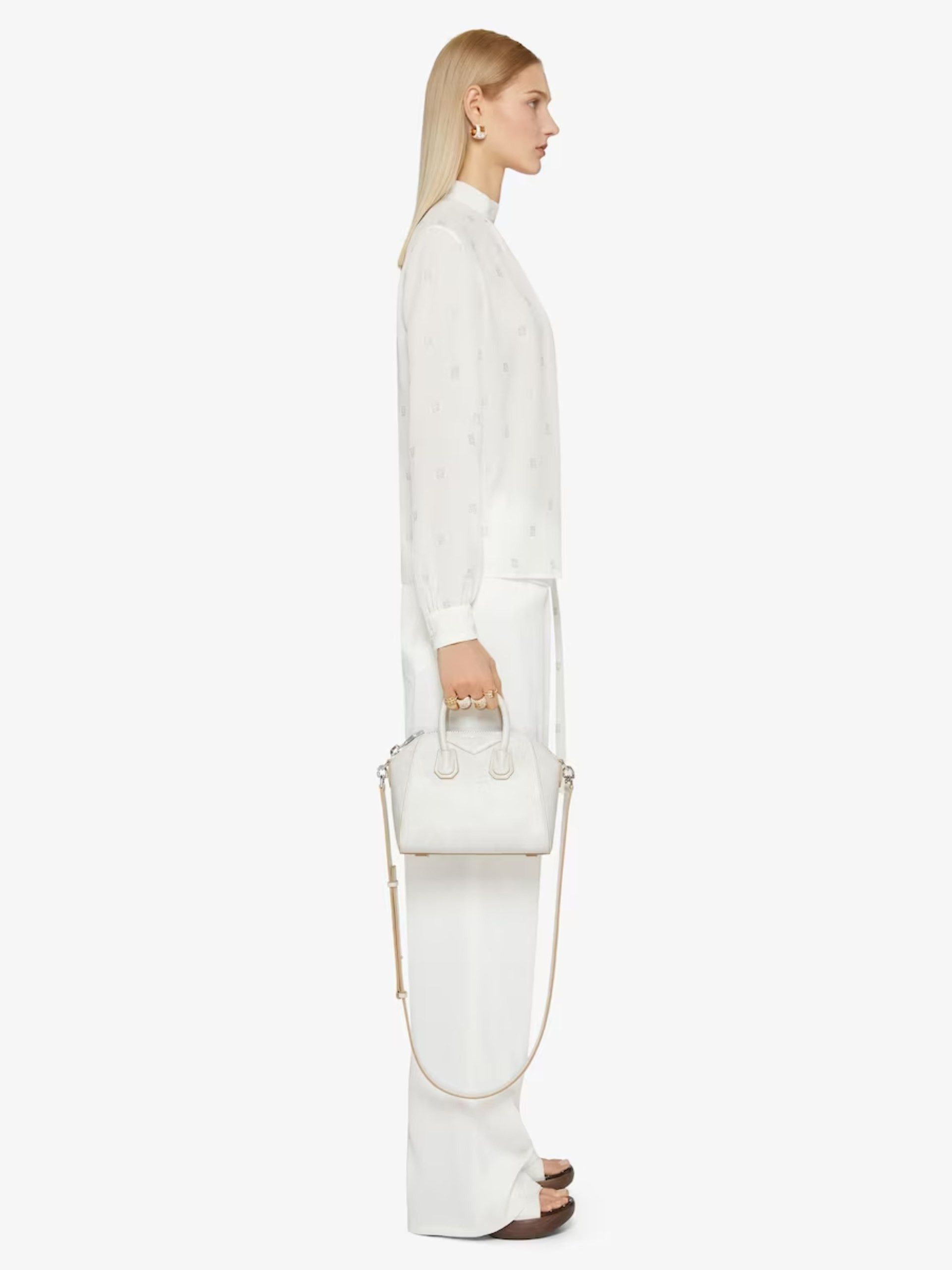 Givenchy o1w1db10325 Lavaliere Long Sleeves Blouse in White Size M / US 6-8 / IT 42-44 - 2 Thumbnail