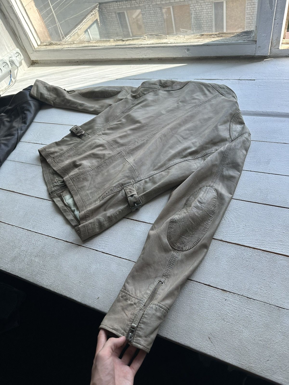 Gypsy 🚨VNTG LEATHER JACKET AVANT GARDE ASYMMETRICAL BROWN MOTO Size US M / EU 48-50 / 2 - 9 Thumbnail