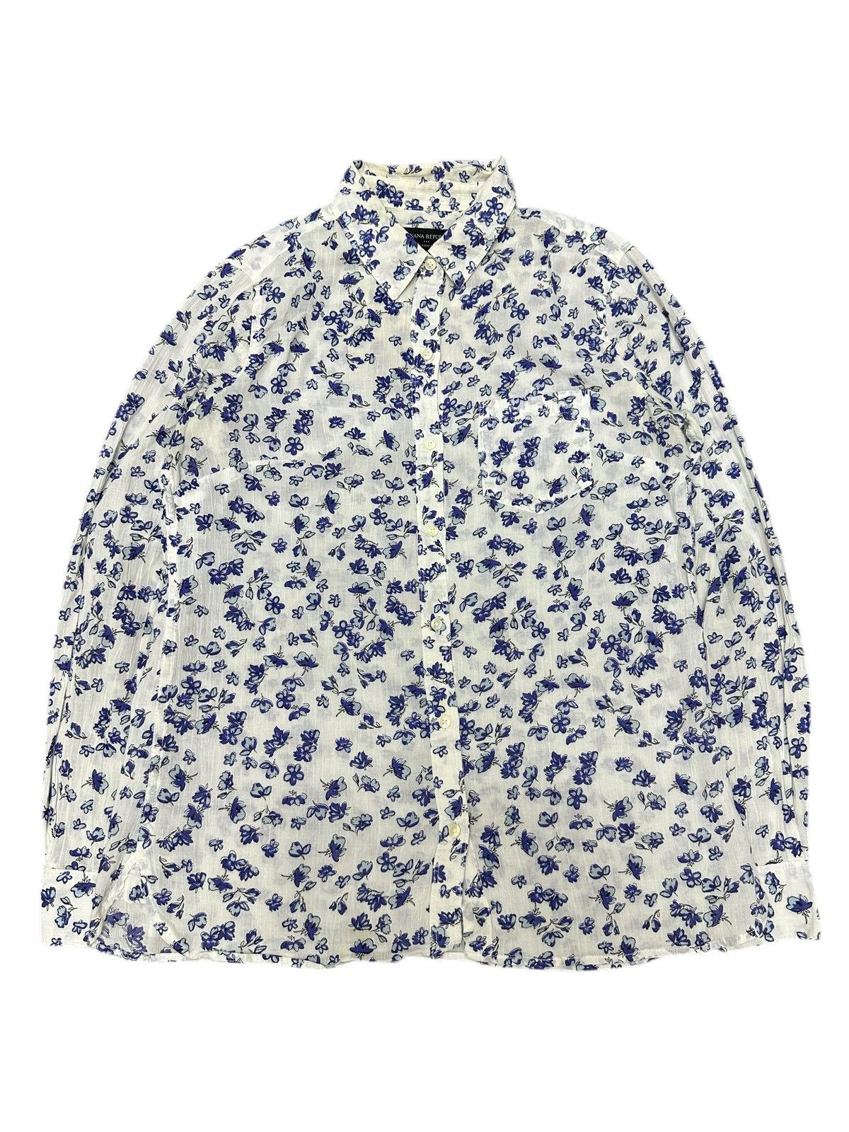 2000s BANANA REPUBLIC BUTTERFLY AOP ISSEY MIYAKE STYLE SHIRT