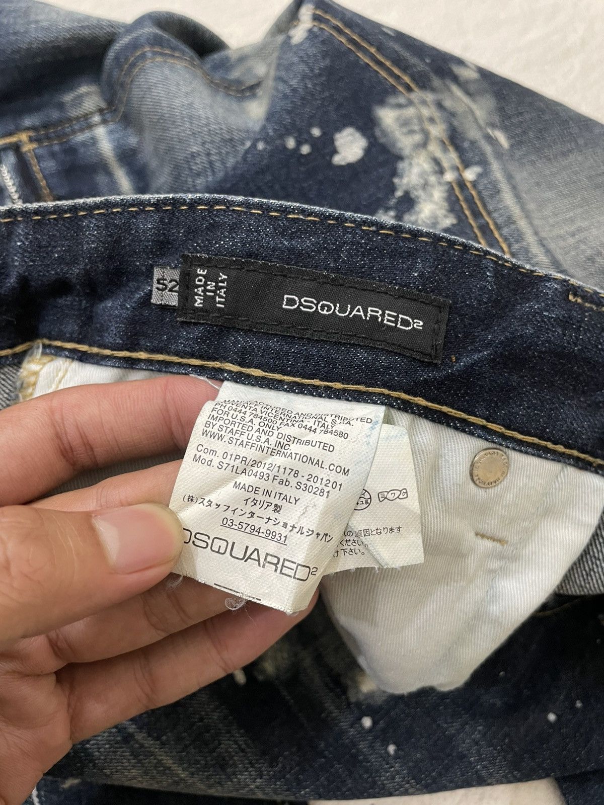 Japanese Brand Dsquared Heavy Distressed Denim Paint Splatter Dirty Washed Size US 37 - 6 Thumbnail