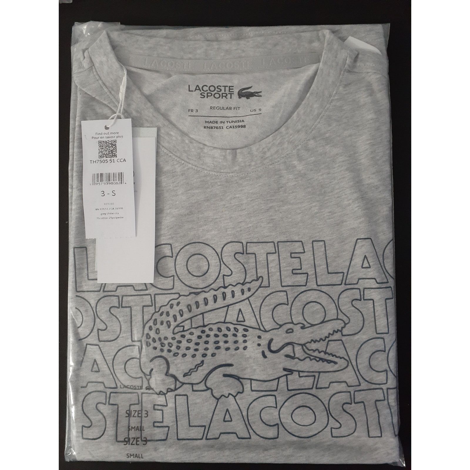 Lacoste Lacoste Regular Fit Sports Performance Graphic T-Shirt S Size US S / EU 44-46 / 1 - 2 Thumbnail
